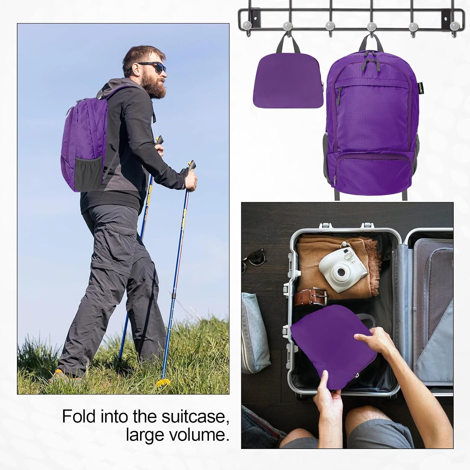 HOLYLUCK 20L lightweight packable Hiking Daypack Foldable Backpack for Men Women Small Travel