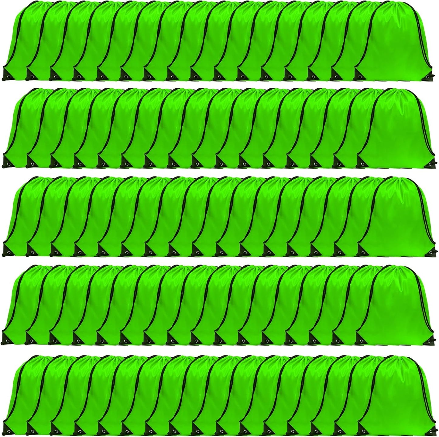 GoodtoU Drawstring Backpack Nylon Bags Pack Bulk Cinch Sack Gym Bag Drawstring Backpack for Sport, Traveling, Team (Green, 80Pcs)