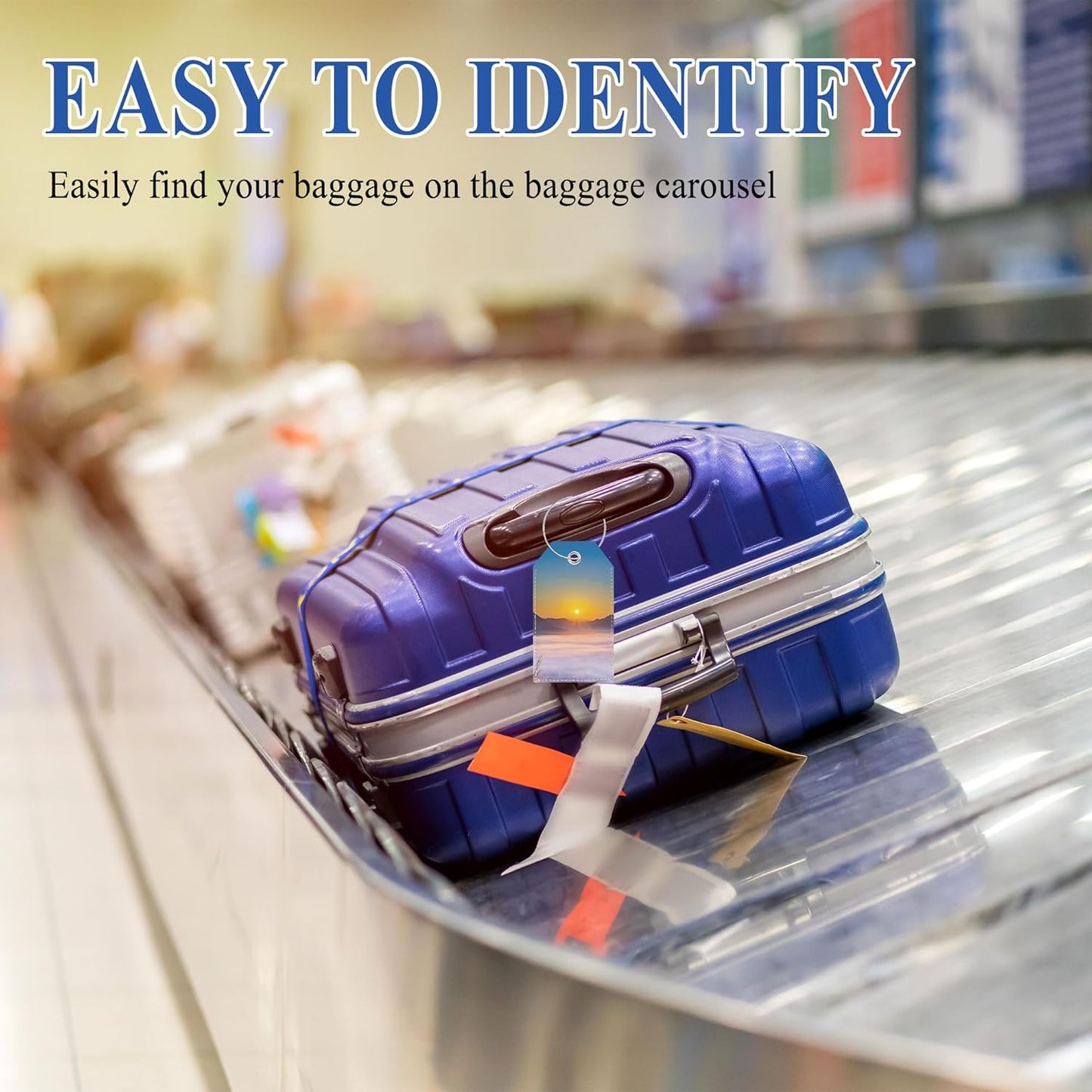 Luggage Tags for Suitcases, Personalized Luggage Tag, Cute Bag Tags for Backpacks Handbag School Instrument with Name ID Label Travel Essentials, Unique Fun Baggage Tags 2 Pack, Sunrise