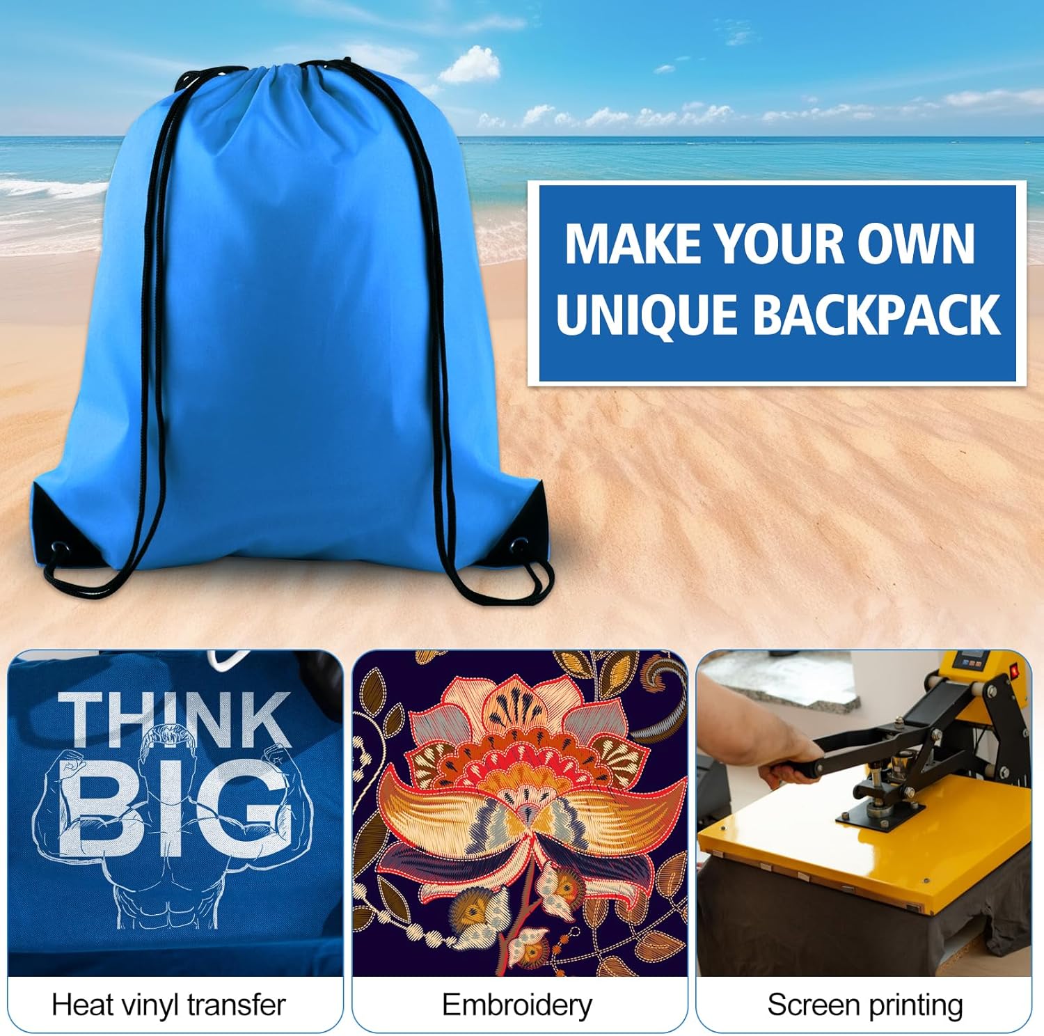 KUUQA 25Pcs Drawstring Backpack Bags Bulk Light Blue Drawstring Bag Foldable Gym Bag Sport Cinch