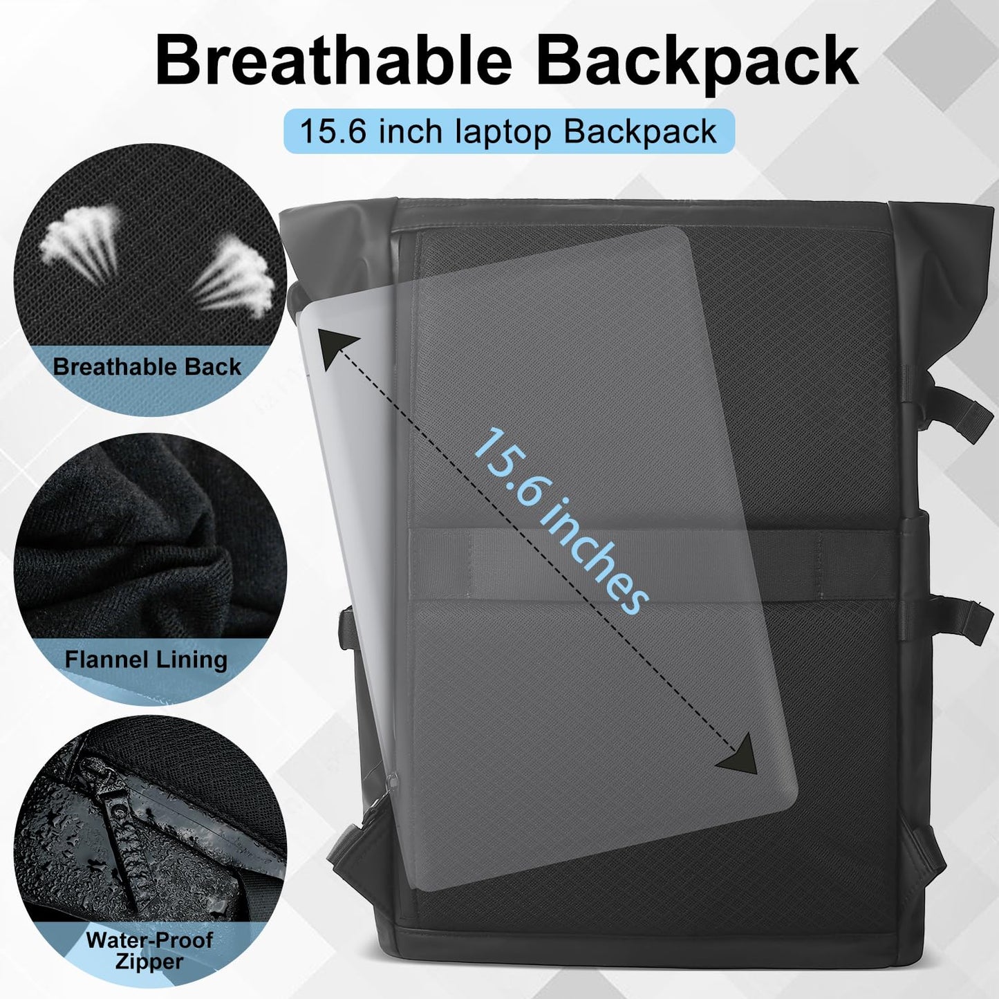 HEROIC KNIGHT Rolltop Backpack, 15.6 Inch Waterproof Laptop Backpack