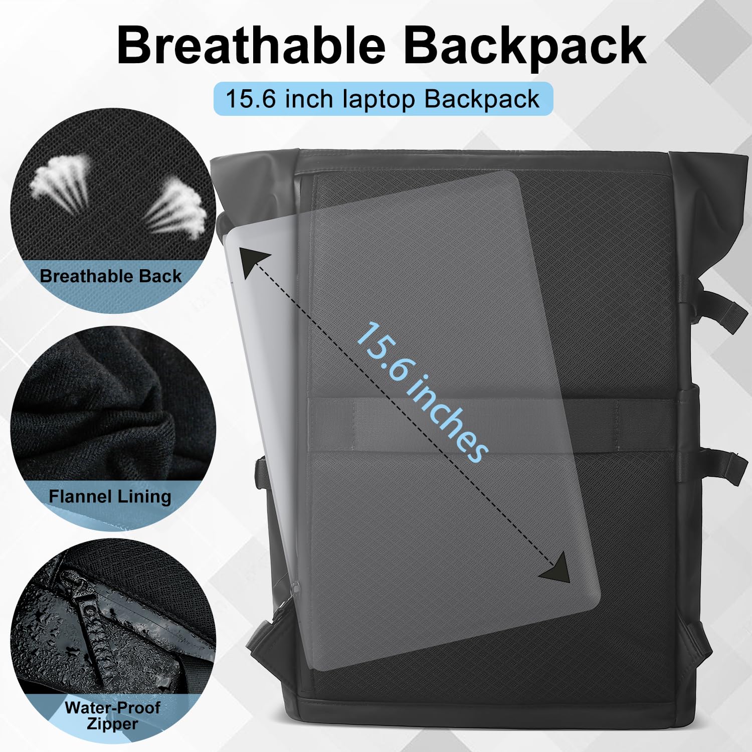 HEROIC KNIGHT Rolltop Backpack, 15.6 Inch Waterproof Laptop Backpack