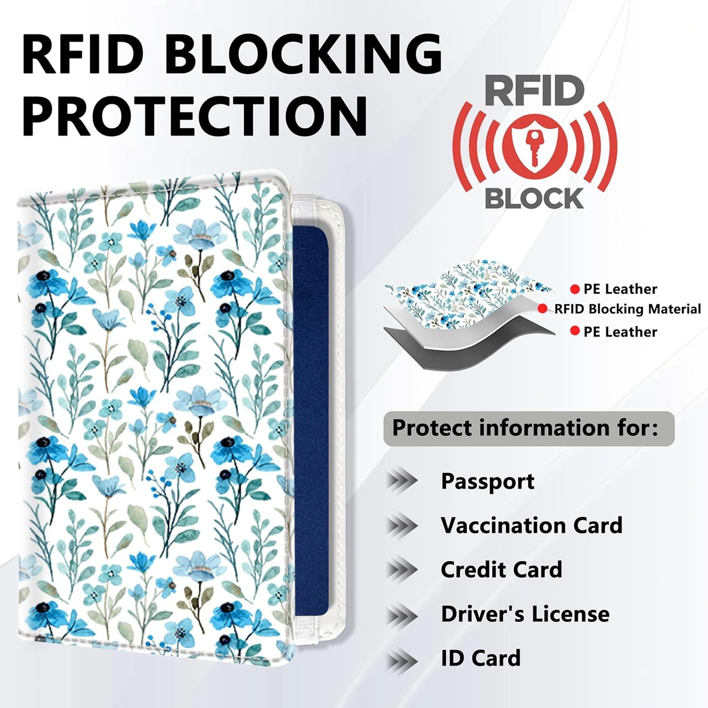 Passport Holder for Travel, Cute Passport Cover for Women Men, Waterproof PU Leather Rfid Blocking Passport Wallet with Credit Card Case for Travel Family, Boys Girls Travel Essentials