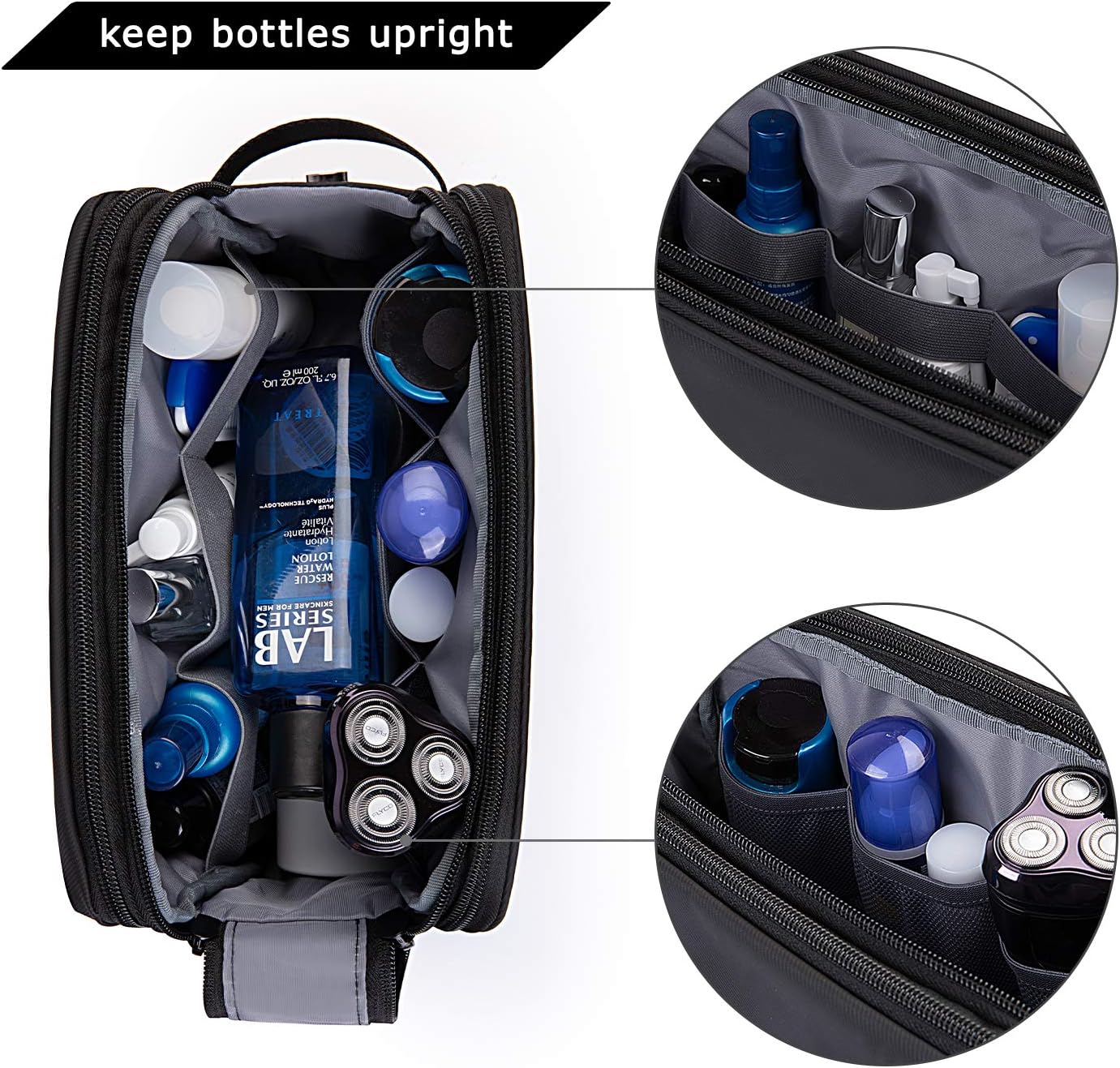 BAGSMART Toiletry Bag for Men, Travel Toiletry Organizer Dopp Kit Water-resistant Shaving Bag for Toiletries Accessories, Door Room Essentials,Green-medium