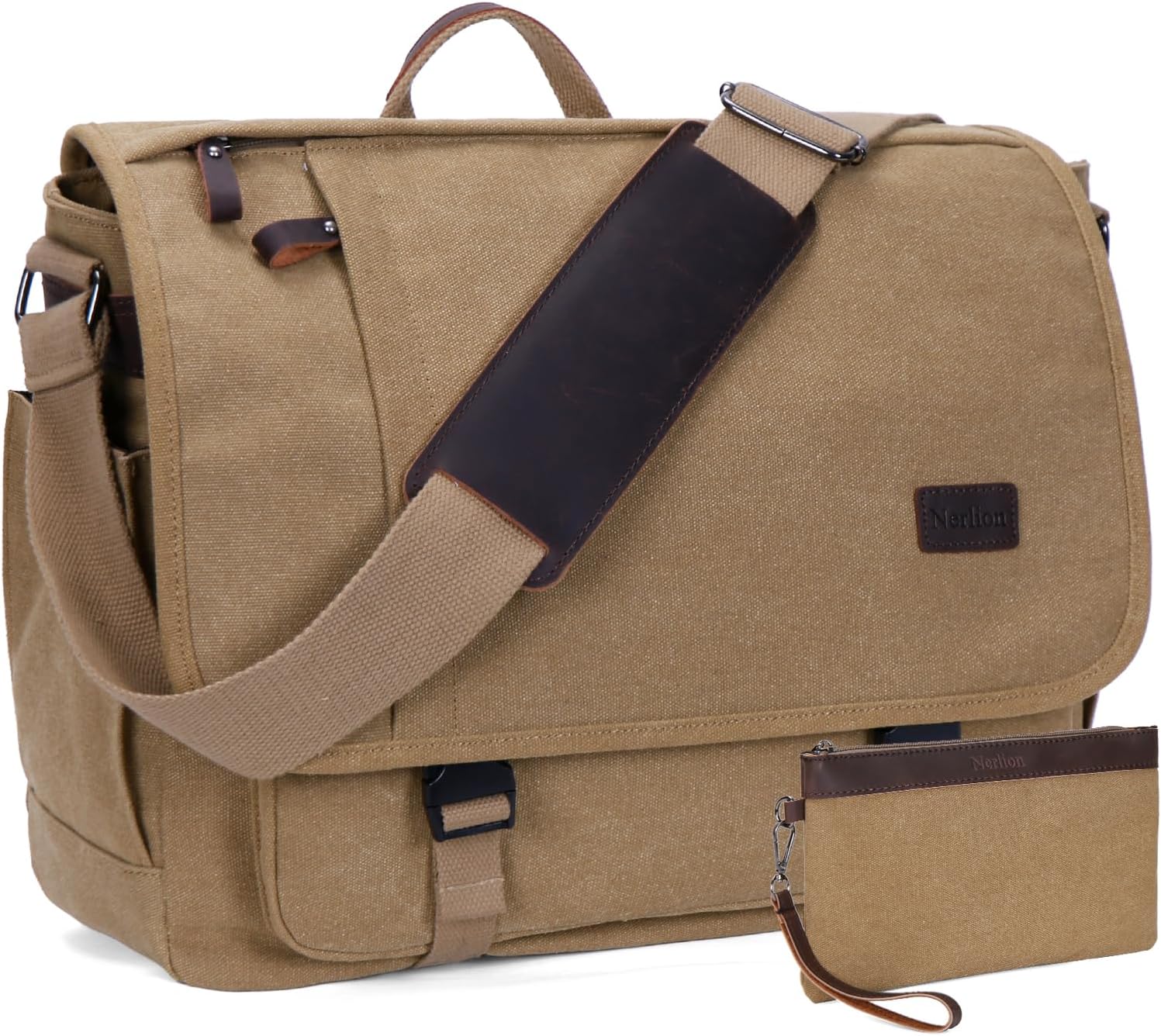 Nerlion Messenger Bag for Men 17-17.3 Inch Laptop Bag Canvas Water-resistant Computer Bag Shoulder