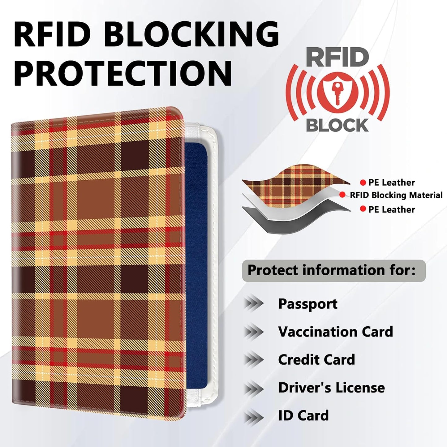 Passport Holder for Travel, Cute Passport Cover for Women Men, Waterproof PU Leather Rfid Blocking Passport Wallet with Credit Card Case for Travel Family, Boys Girls Travel Essentials