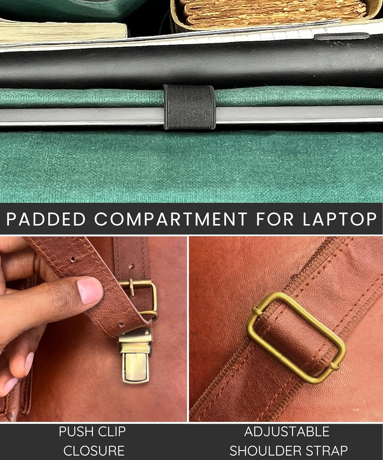 Leather Messenger Bag for Men - 18" Full Grain Leather Laptop Briefcase - Vintage Computer Satchel Travel Crossbody Bag for Office & Work