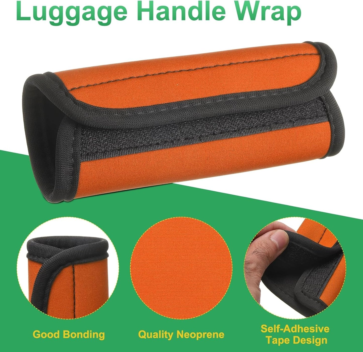 uxcell 3 Pcs Luggage Handle Wrap for Suitcase, Neoprene Handbag Grip Cover Protector Luggage Identifiers Suitcase Handle Wraps for Luggage Shopping Bag Travel Bags, Orange