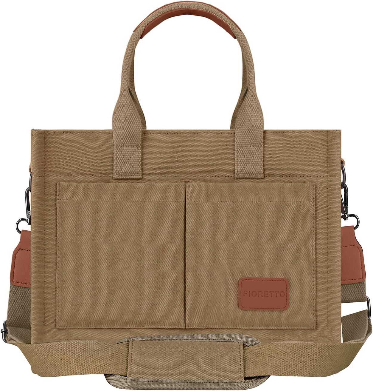 FIORETTO Canvas Tote Bag for Women with Zipper Closure & Individual Compartments for Work College for Teacher & Nurse