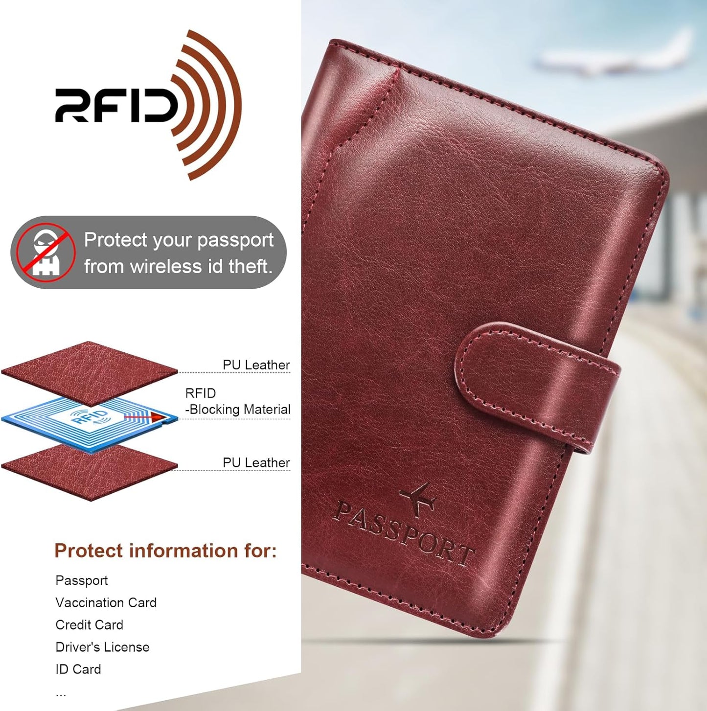 Herain Passport Holder for Travel Cruise Essentials, Passport Cover Wallet Case Women Men, RFID Passports Book Holders Travels Gifts Must Haves Accessories