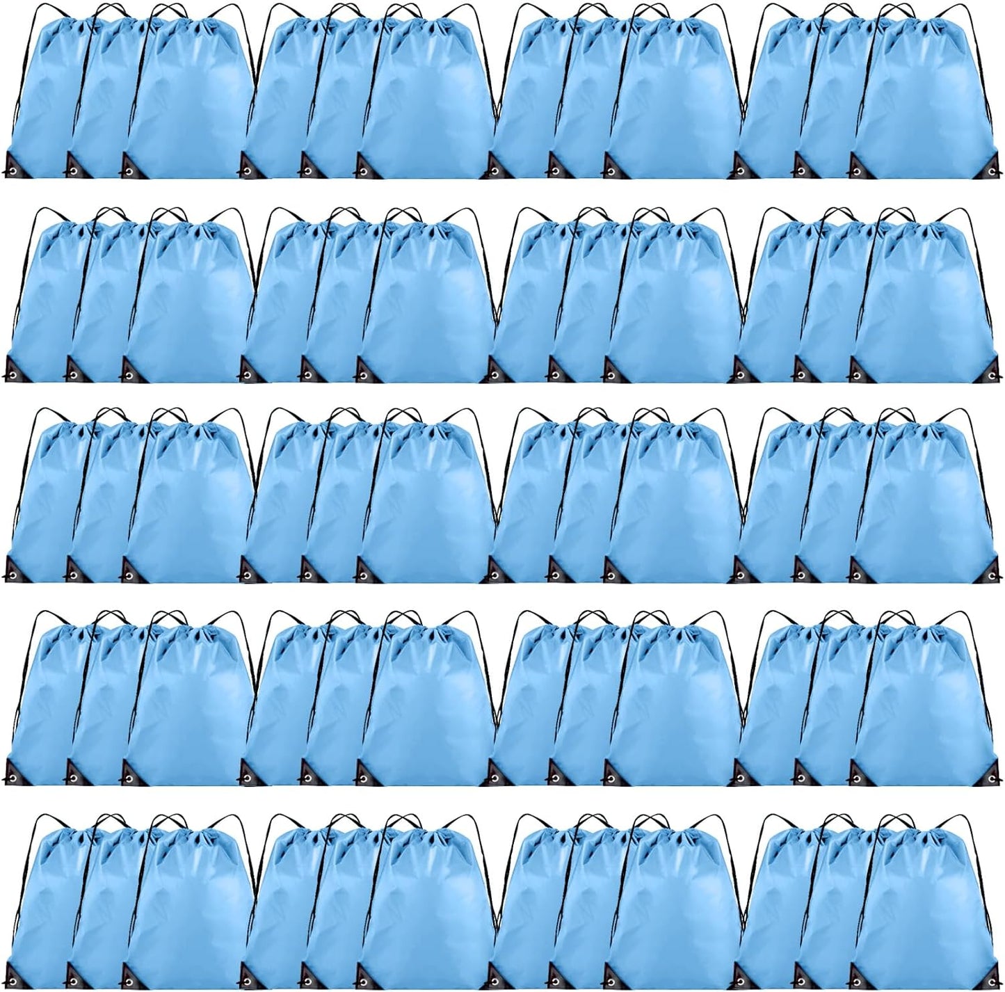 60 Pieces Drawstring Backpack Bulk Cinch Sackpack Ployster Drawstring Bags for Gym Party Trip(Sky Blue)
