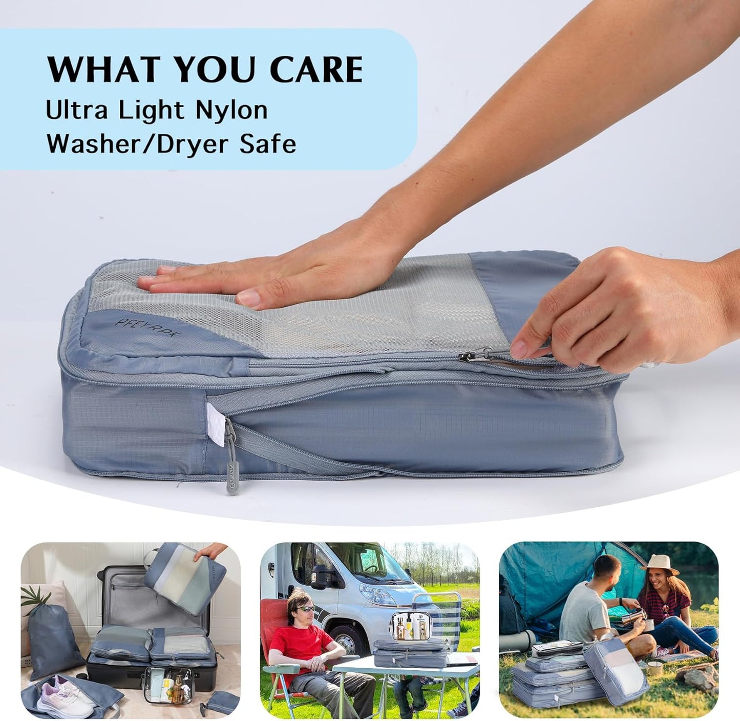 Lightweight Compression Packing Cubes for Suitcases, Compressible Expandable Travel Packing Organizer with Clear Toiletries and Backpack Bag, Travel Essentials for Carry on Luggage 7 Set