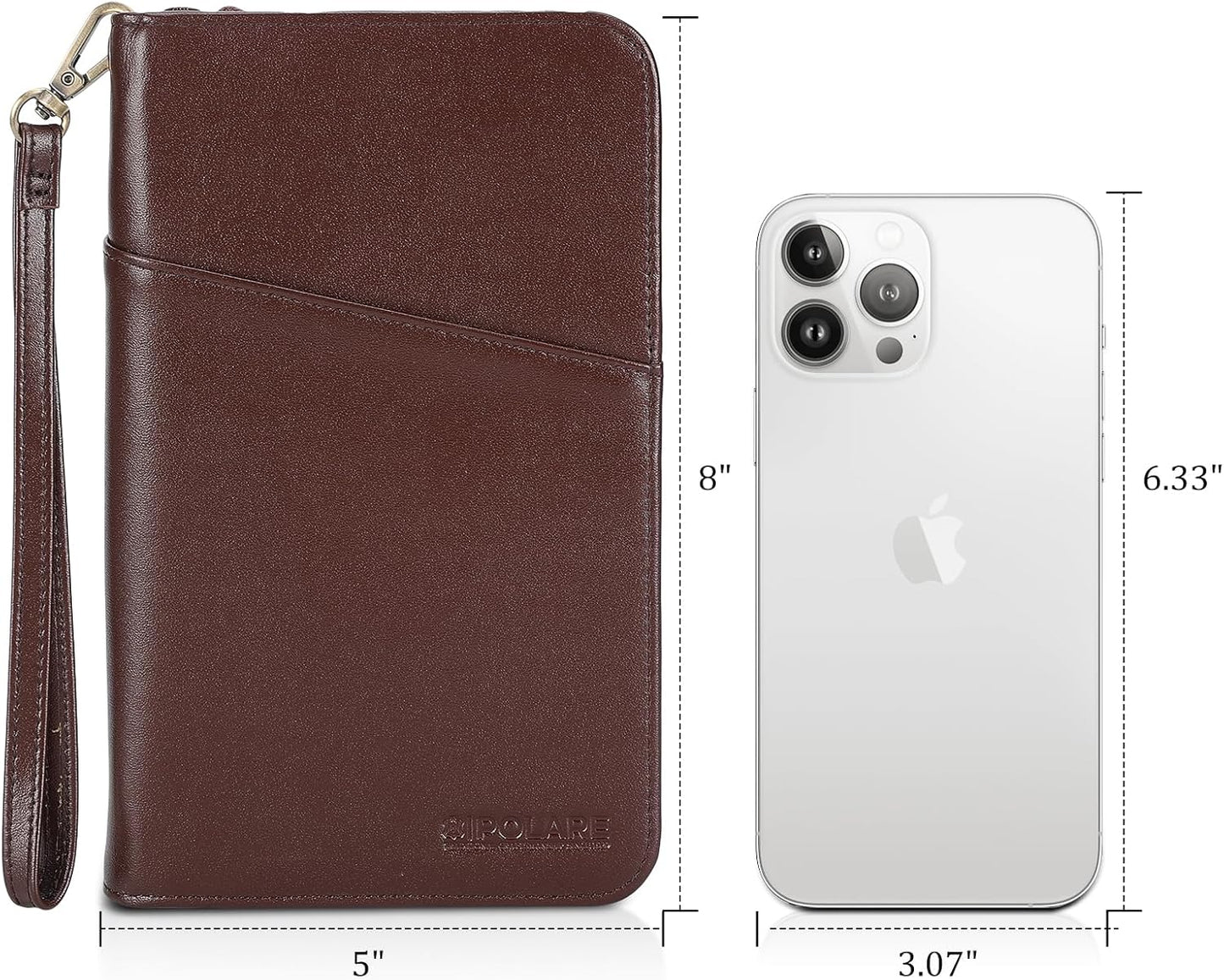 Polare Full Grain Leather Passport Holder Cover Case for Men and Women RFID Blocking Family Travel