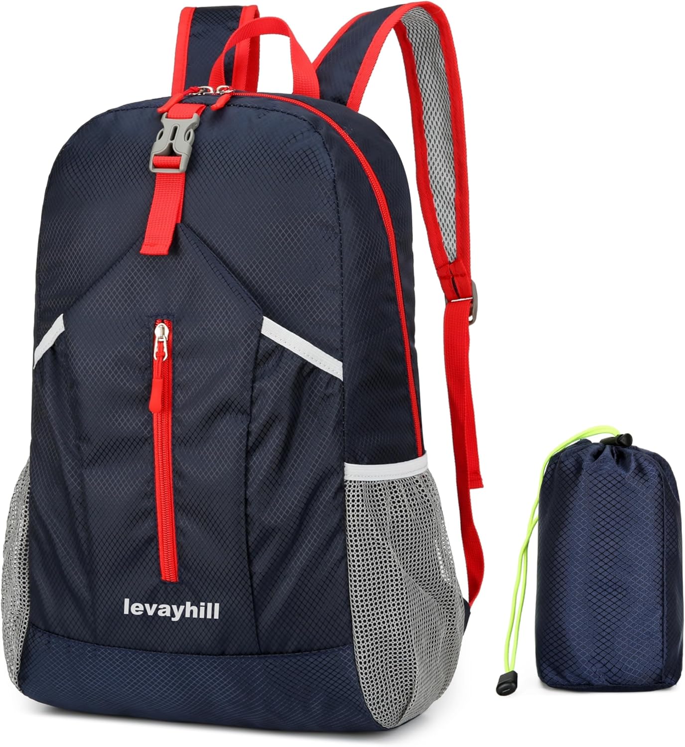 25L Foldable Hiking Backpack Lightweight Packable Basic-Daypack Collapsible Bag Water-Resistant Travel Men Women Camping Cycling Outdoor (Dark Blue)
