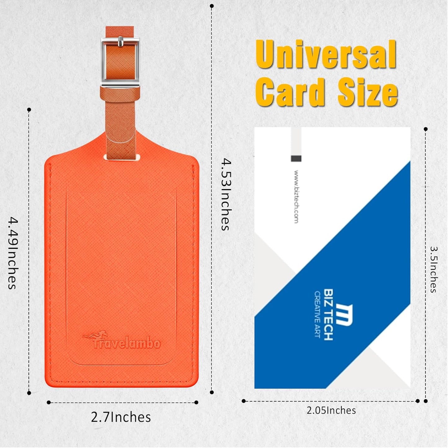 Travelambo Luggage Tags for Suitcases Faux Leather Privacy Protection 2 Pack Bag Tags Travel