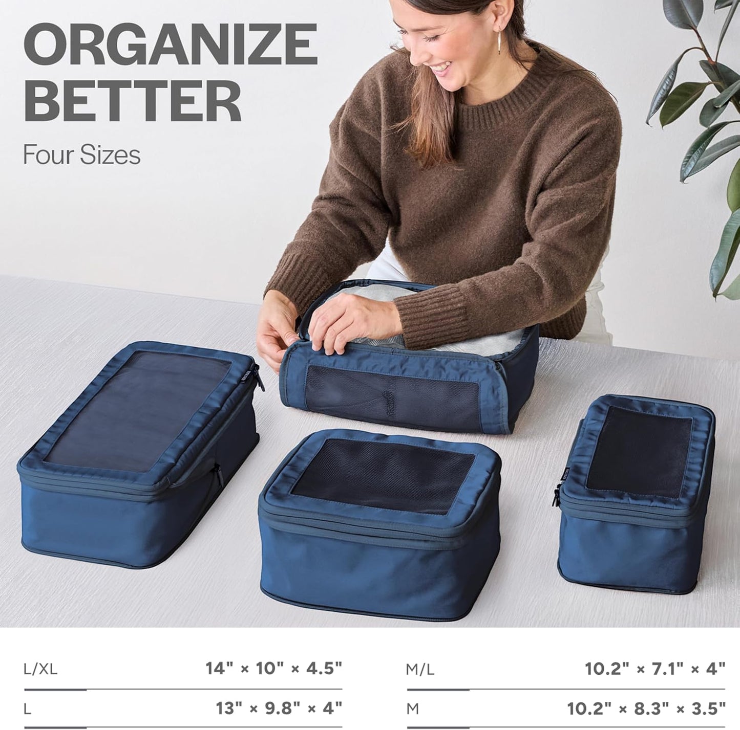 Aerotrunk Compression Packing Cubes for Travel - Luggage Organizer Bags - Double Zipper Packing