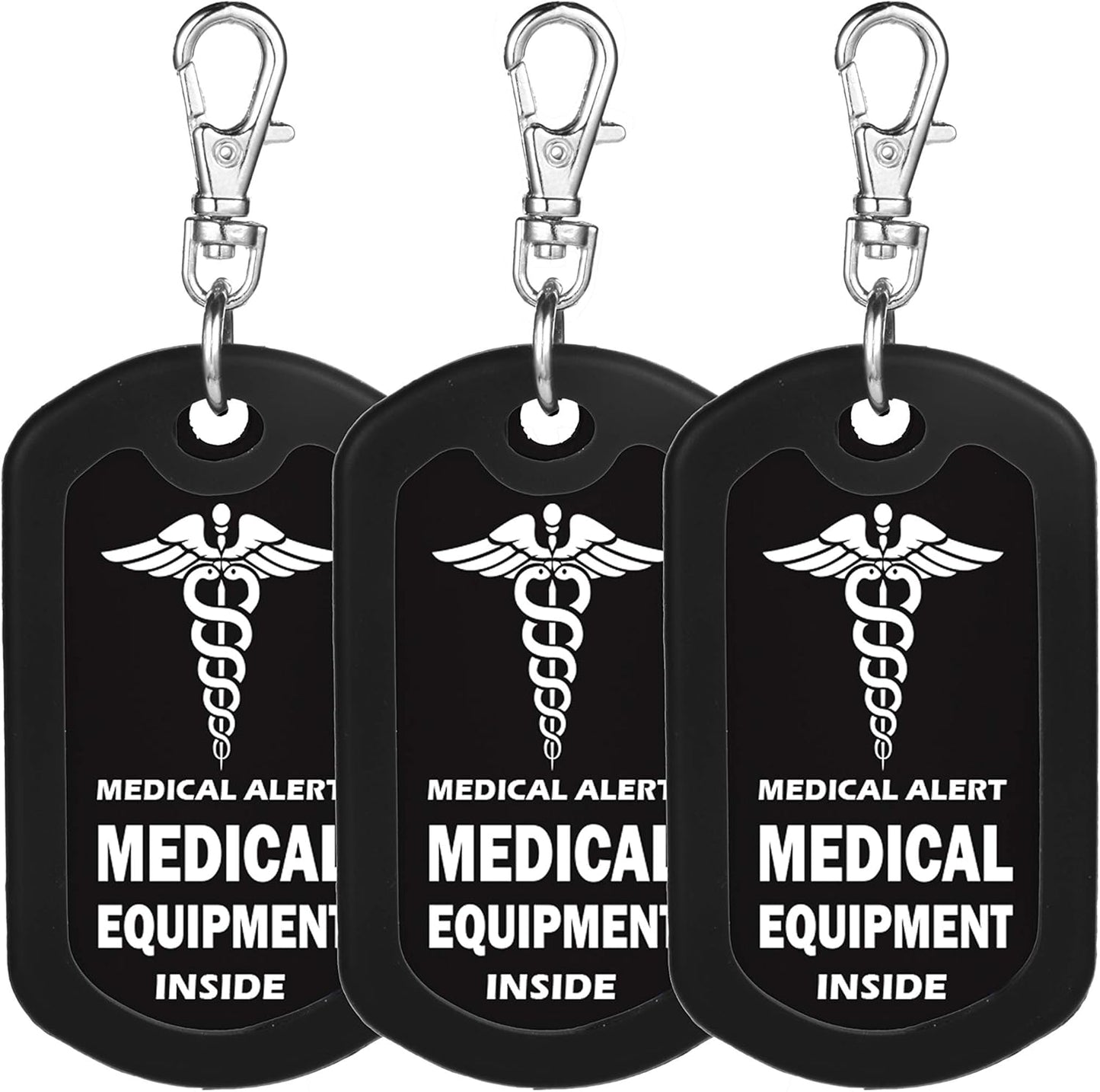 mnmoom Medical Equipment Luggage Tag Medical Alert Zipper Pull Bag Tag (3 Pack Black)