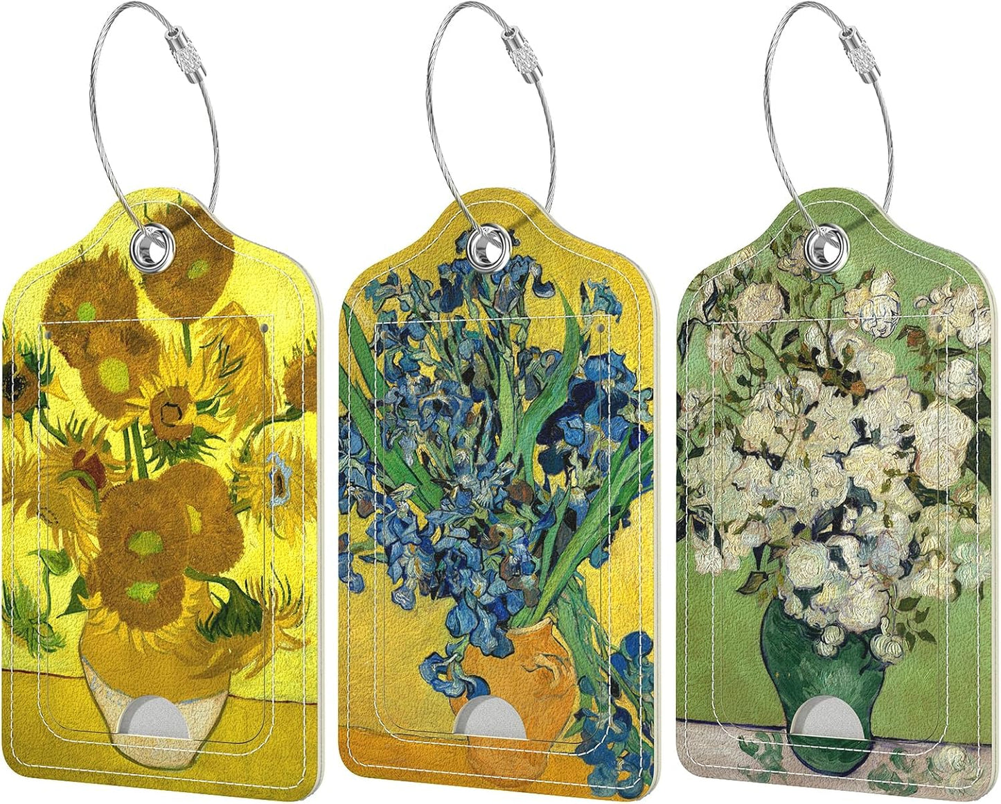 Rimilak 3 Pcs PU Leather Luggage Tags for Suitcase, Travel Cruise Luggage Tag with Privacy Flap