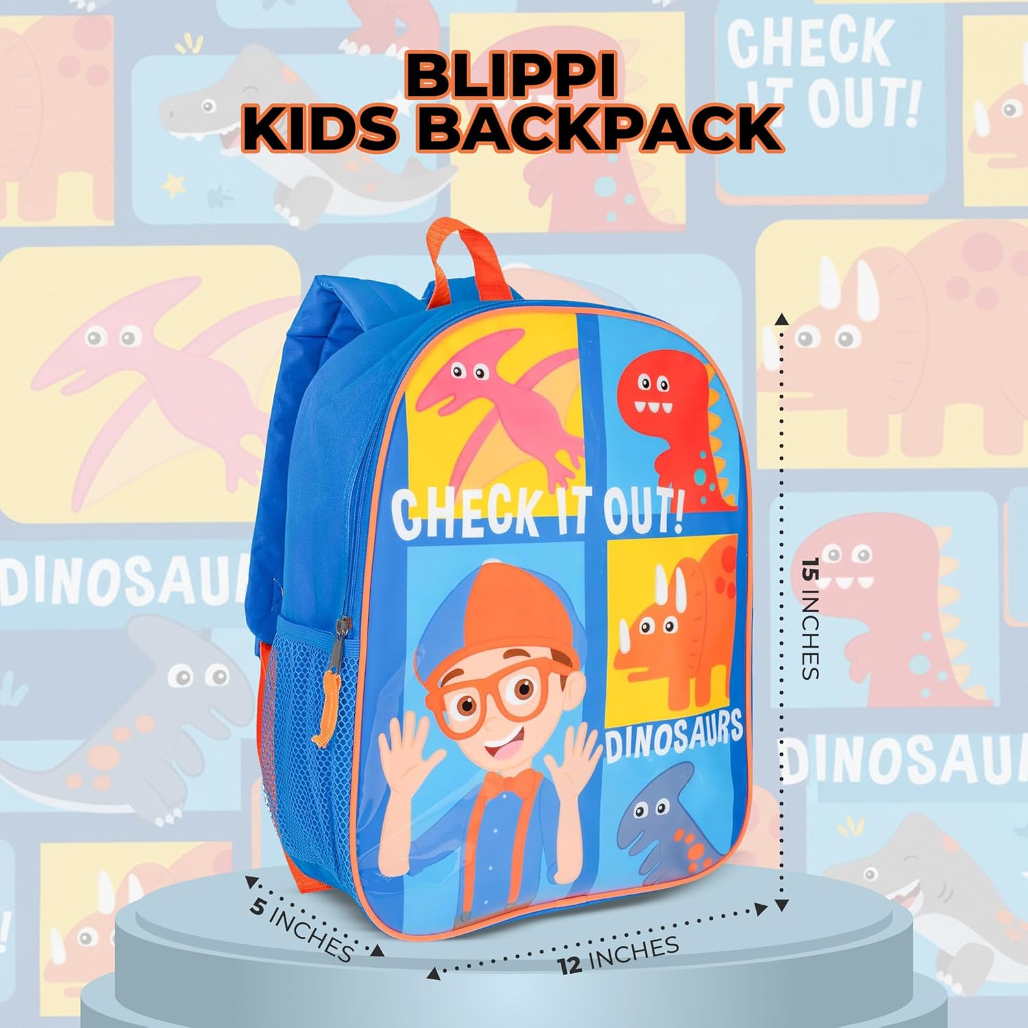 AI ACCESSORY INNOVATIONS Blippi Backpack for Boys & Girls, Kids 15" School Bag Featuring Blippi &