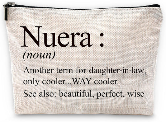 Sufamb Nuera Gifts Makeup Bag, Best Daughter in Law Gifts for Mother's Day Birthday Cosmetic Bags, Daughter in Law Gift Portable Small Toiletry Bag Zipper Makeup Pouch