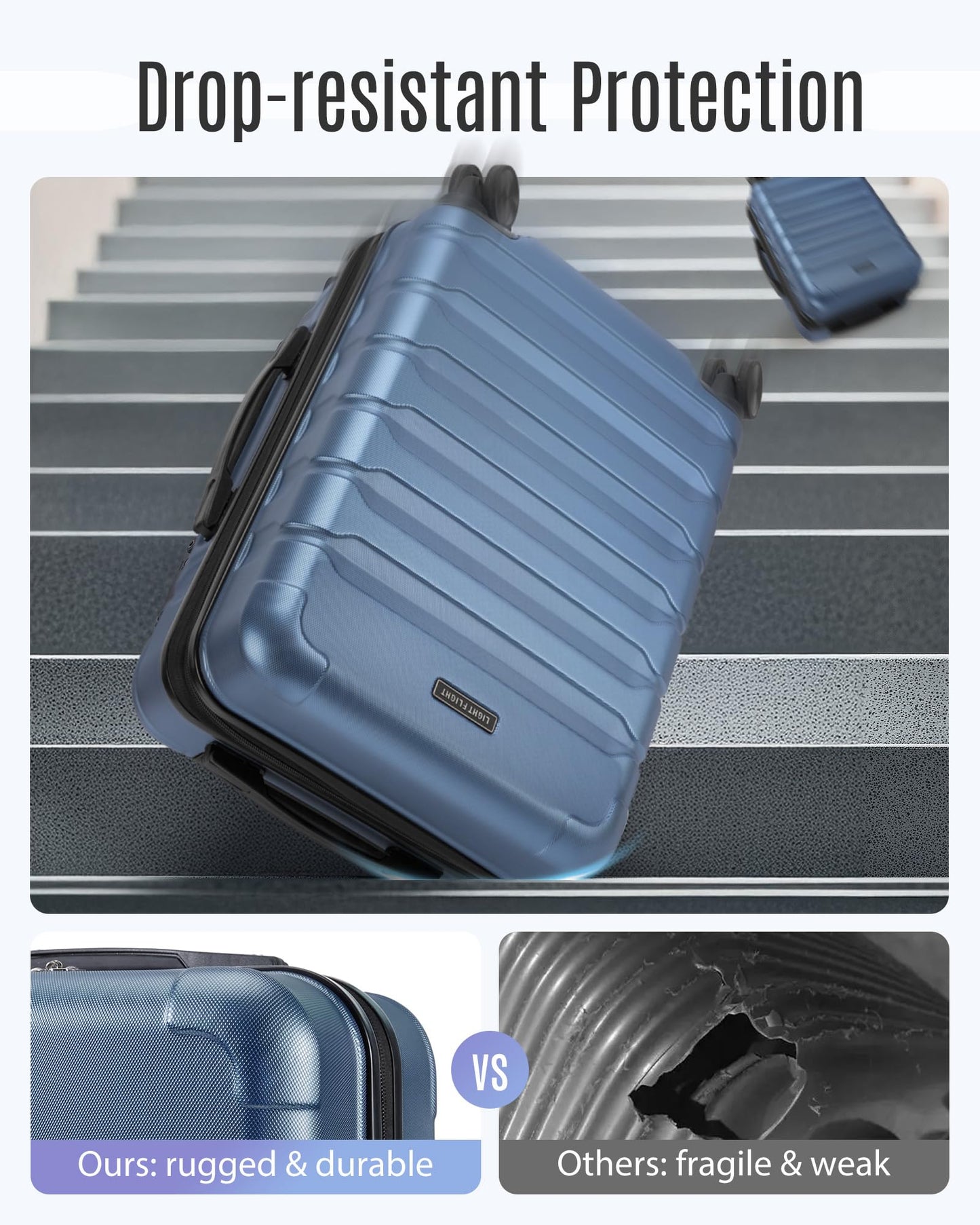 LIGHT FLIGHT Carry On Luggage 22x14x9 Airline Approved Suitcase,Royal Blue