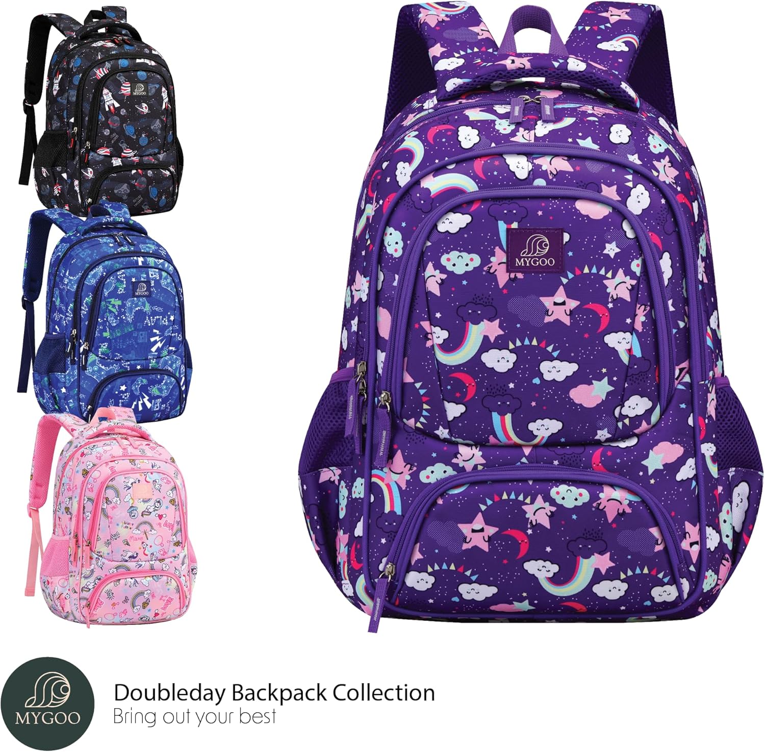Girls Backpack - 17" Tall Large Elementary School Bag, Doubleday Collection, 24L Capacity, Dream