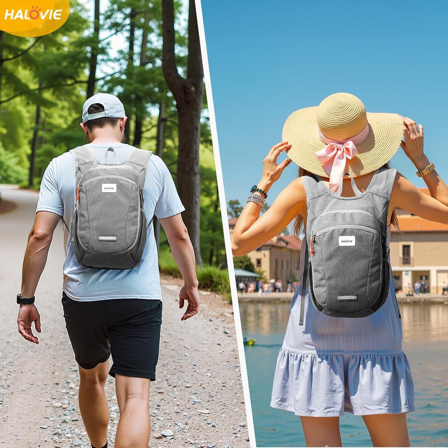 HALOVIE Small Hiking Backpack 10L Packable Lightweight Daypack Foldable Travel Back Pack for Women Men(Lightgray)