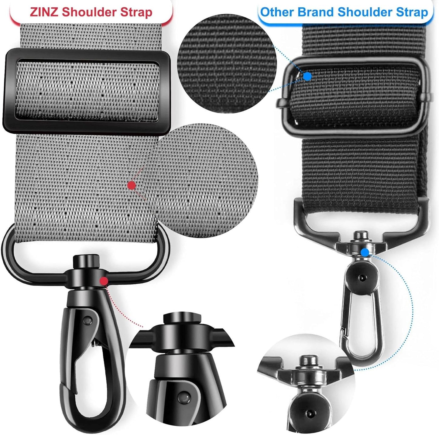 ZINZ 60" Universal Bag Strap with Ultra-Thick Fixed Breathable Pad Adjustable Heavy-Duty Shoulder Strap for Laptop Bag Crossbody Luggage Gym Bag Camera Bag and More,Butterfly