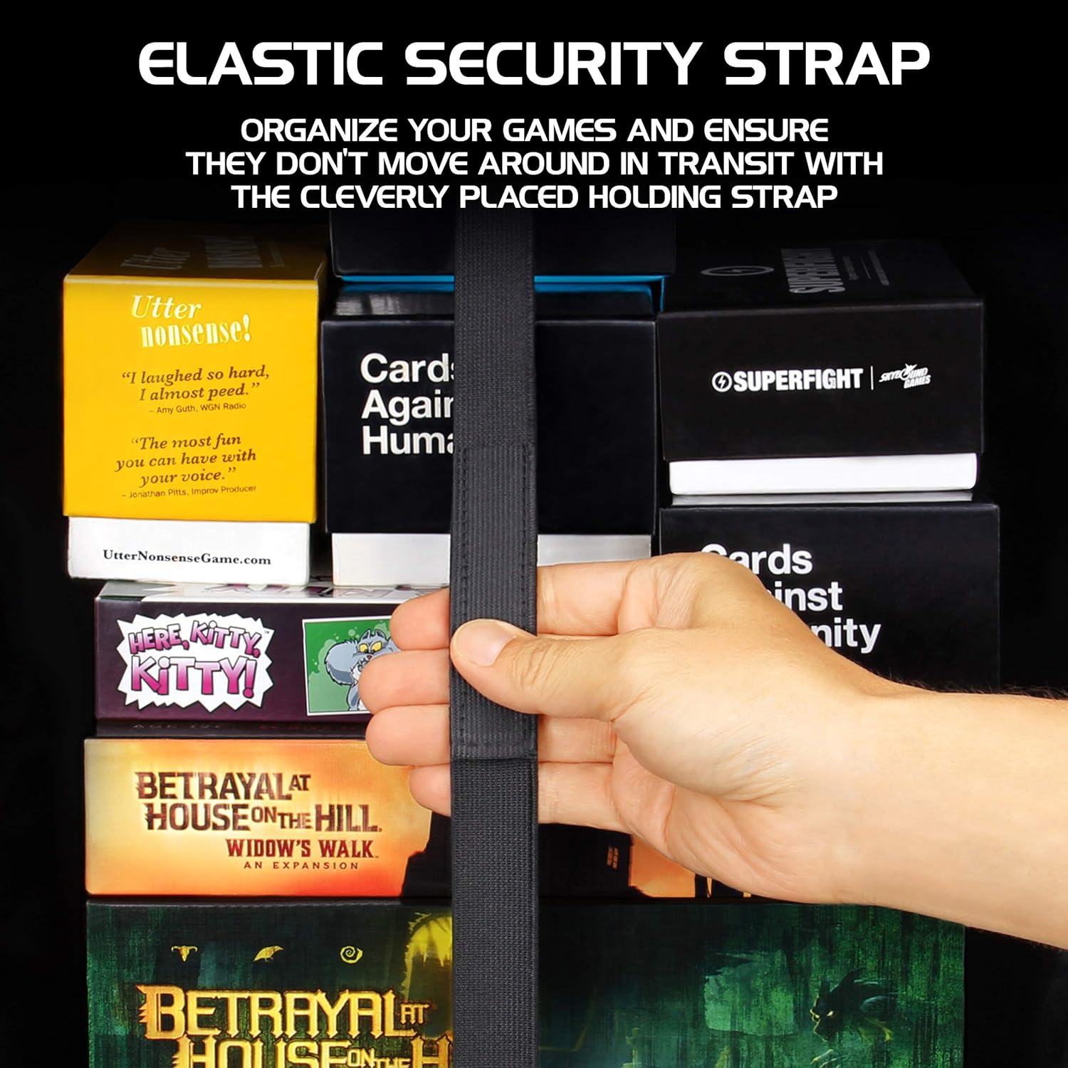 ENHANCE Board Game Backpack - Reinforced Rigid Board Game Storage with Padded Shoulder Straps