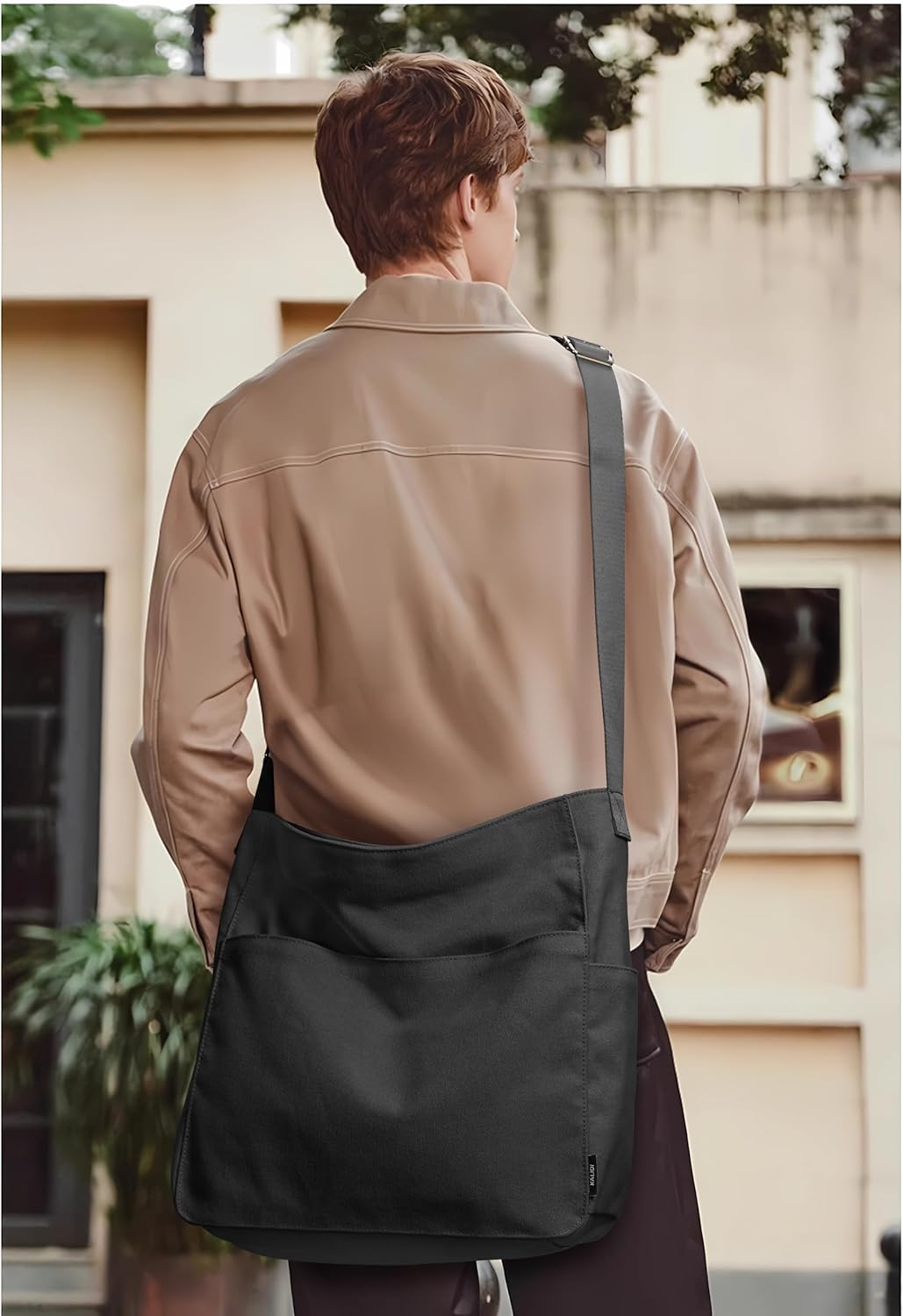 KALIDI Canvas Tote Bag Large Hobo Crossbody Shoulder Handbag Zipper Messenger Bag for Women or Men Casual College Work