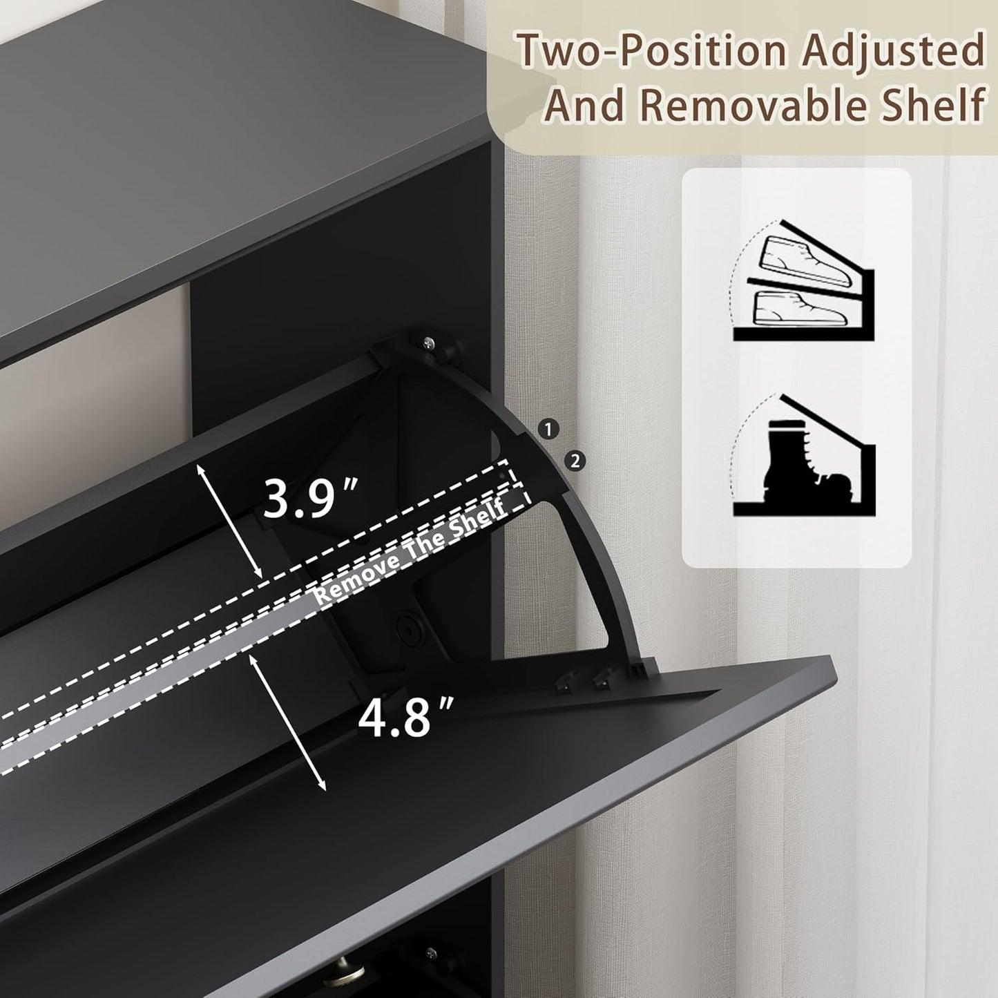Shoe Cabinet for Entryway, Slim Shoe Storage Cabinet with Adjustable Shelves, Wooden Rack and Organizer for Small Spaces, Closet, Foyer, Hallway