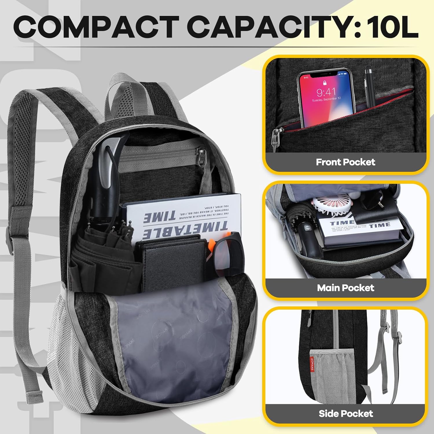 ZOMAKE Ultra Lightweight Packable Backpack 10L,Small Foldable Backpacks Hiking Water Resistant