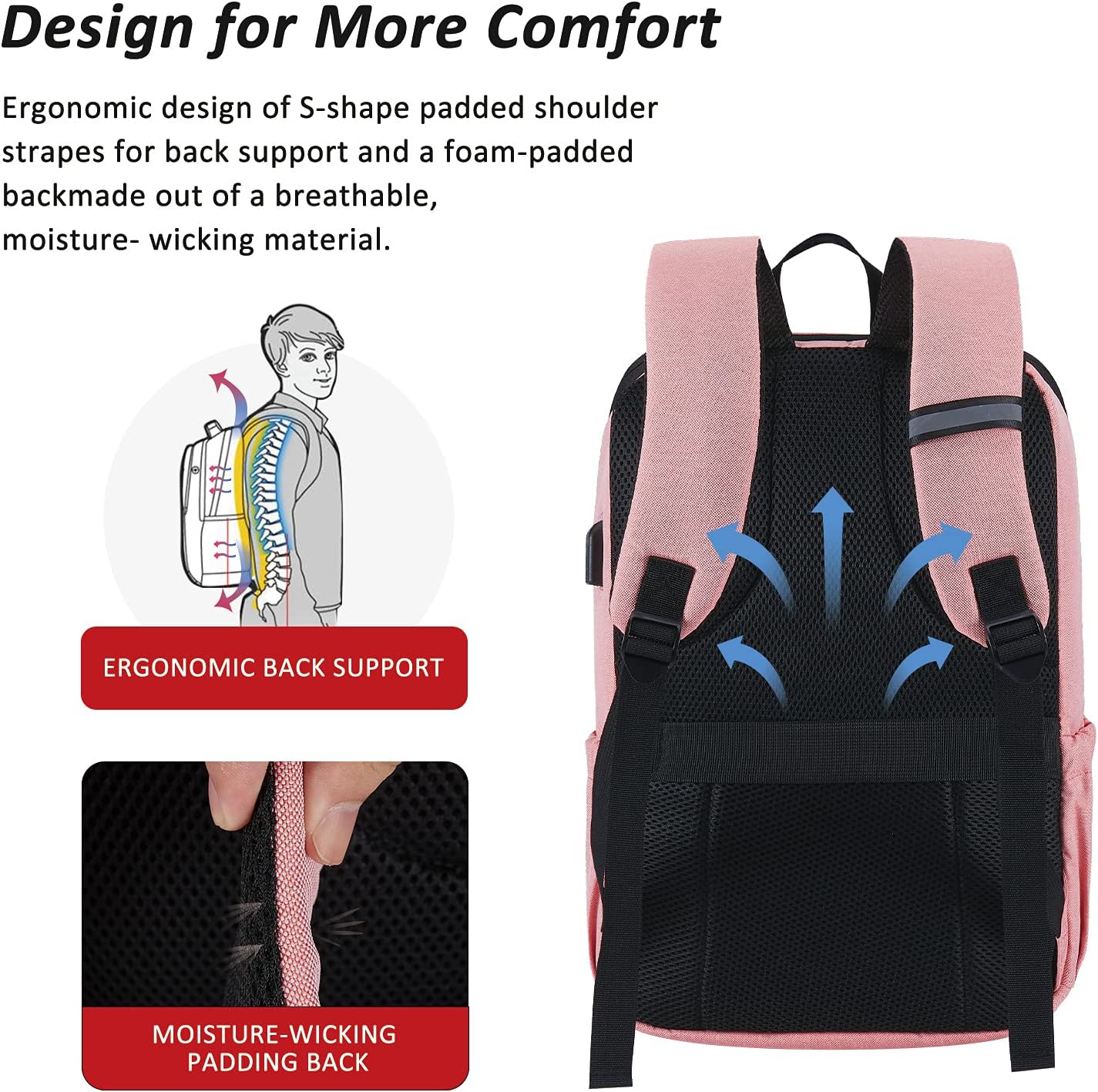 MAXTOP Deep Storage Laptop Backpack with USB Charging Port[Water Resistant] College Computer Bookbag Fits 16 Inch Laptop
