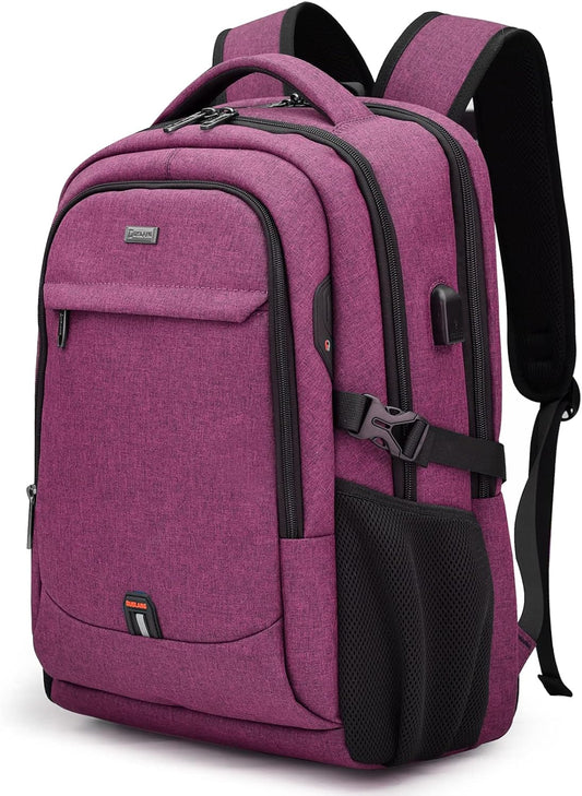 DUSLANG 17 Inch Laptop Backpack for Travel Water Resistant College Backpack for Women Laptop Bag with USB Charging Port Work Backpack,Rose