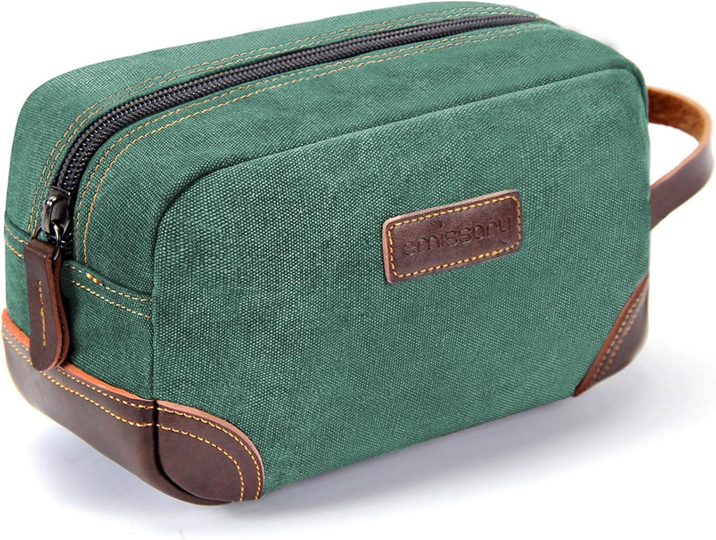 emissary Men's Toiletry Bag, Leather and Canvas Travel Toiletry Bag, Dopp Kit for Men, Travel