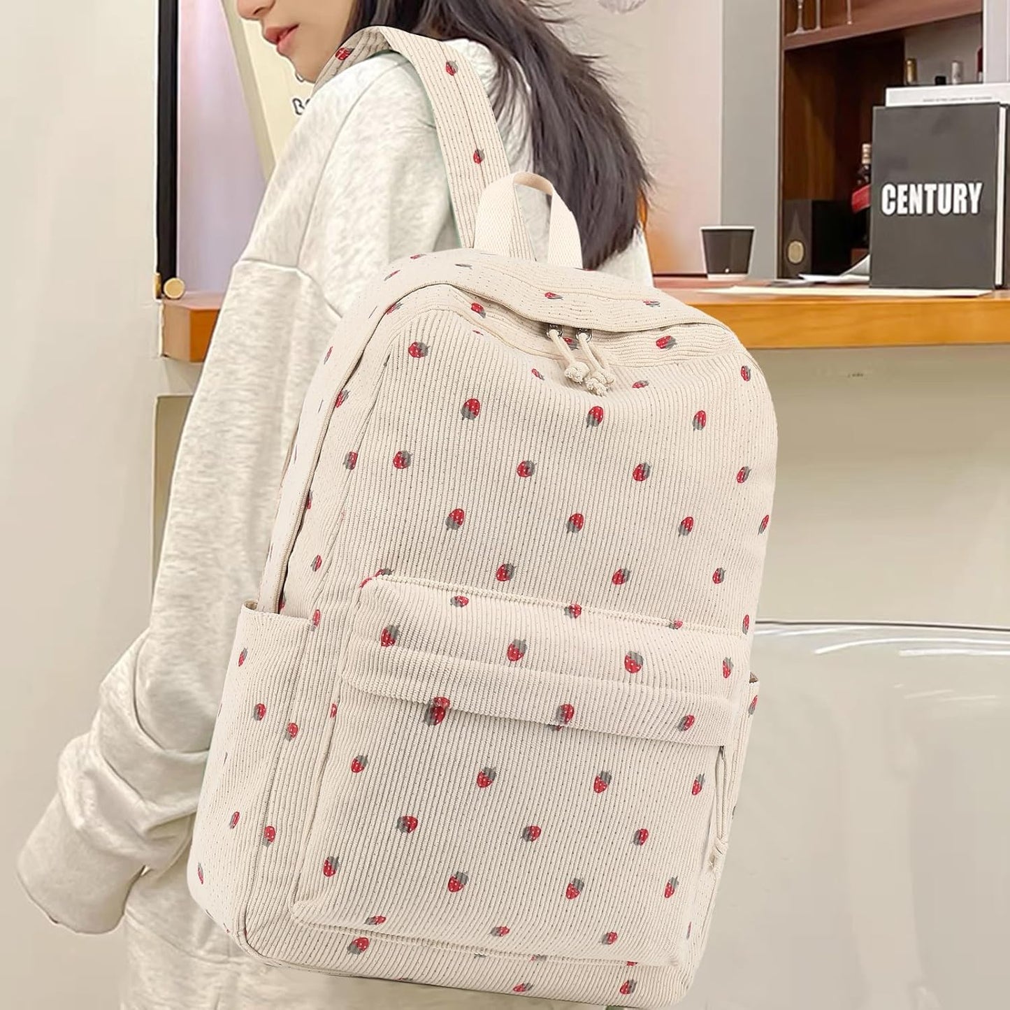 School Backpack for Teen Girls Bookbags Elementary High School Corduroy Laptop Bags Women Travel