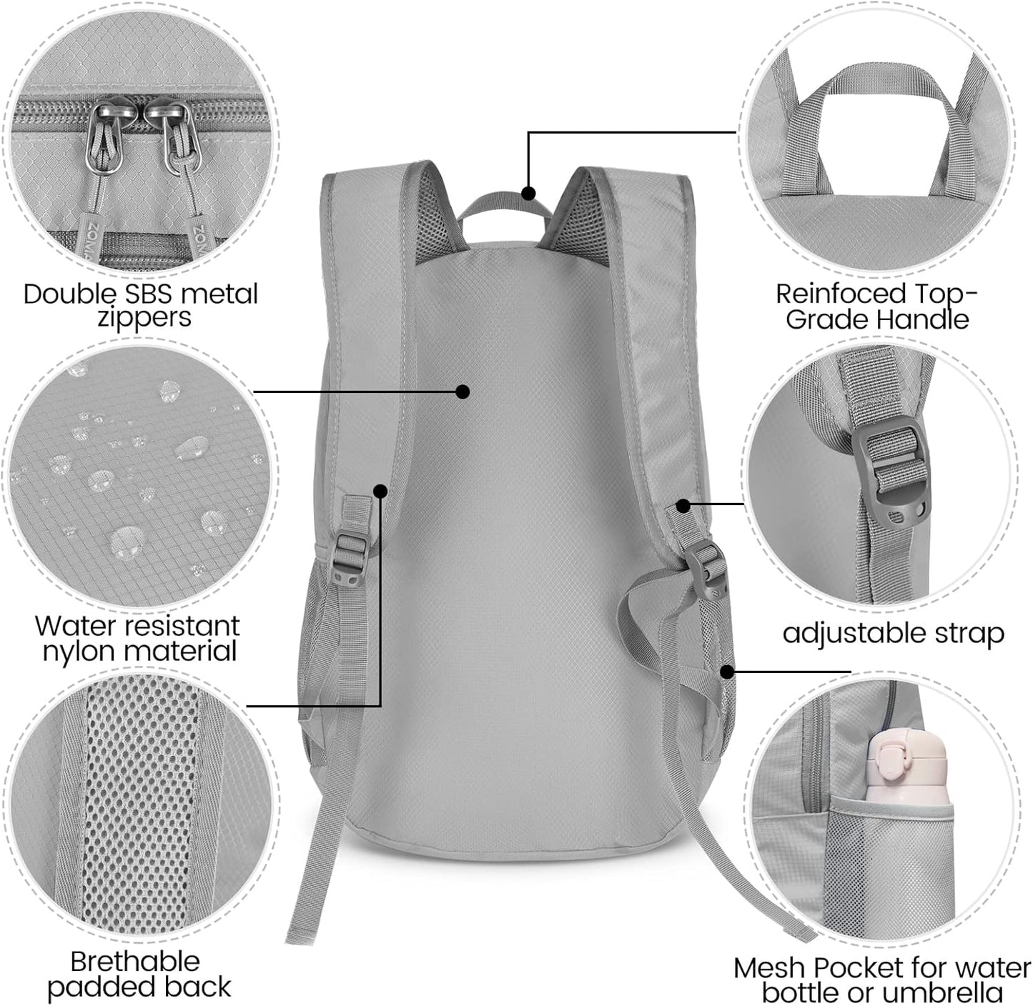 ZOMAKE Lightweight Packable Backpack 28L, Foldable Backpacks Water Resistant Collapsible Day Bag Light Daypack for Hiking