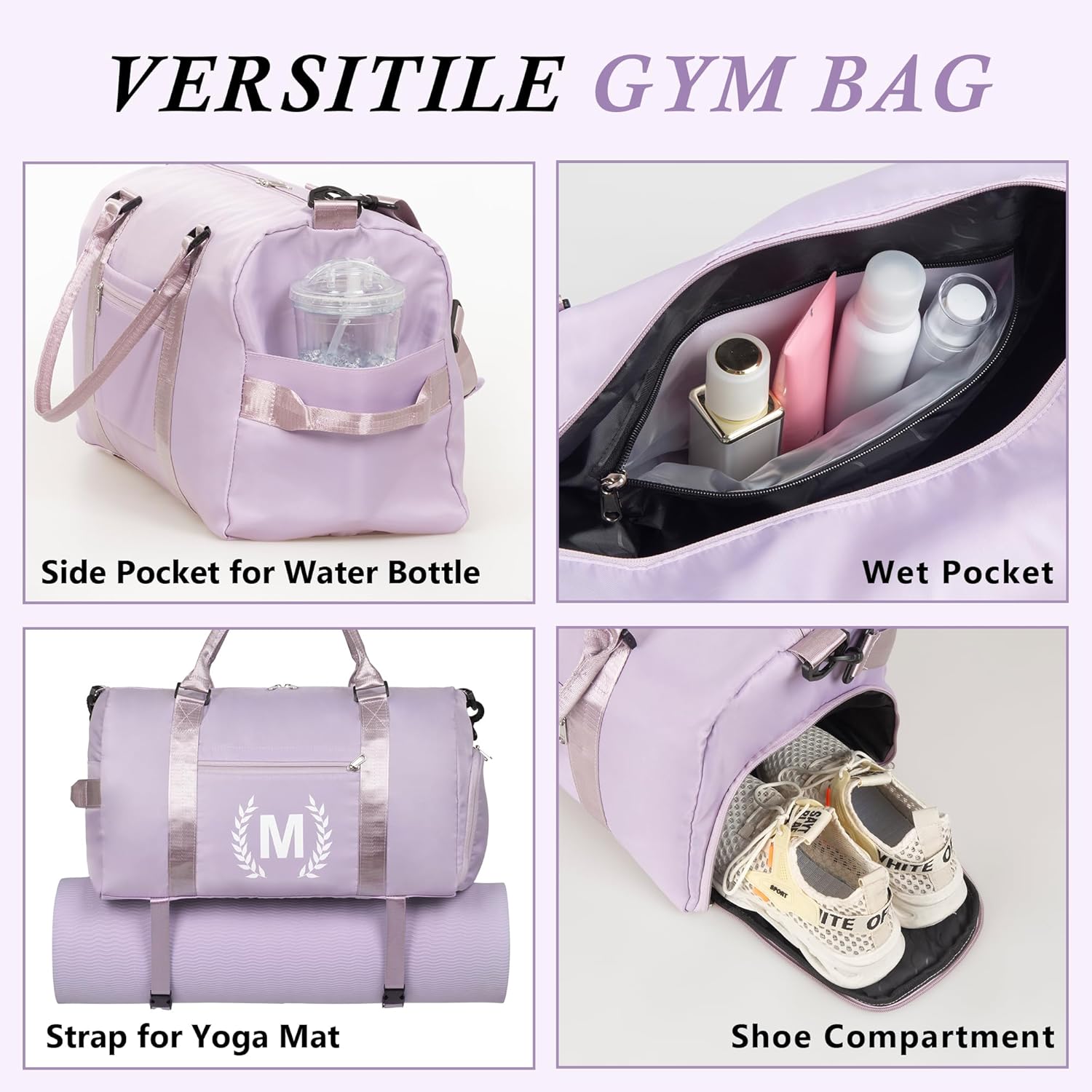 Gym Bag with Shoe Compartment - Personalized Monogrammed Duffle for Sports, Travel, and Workout