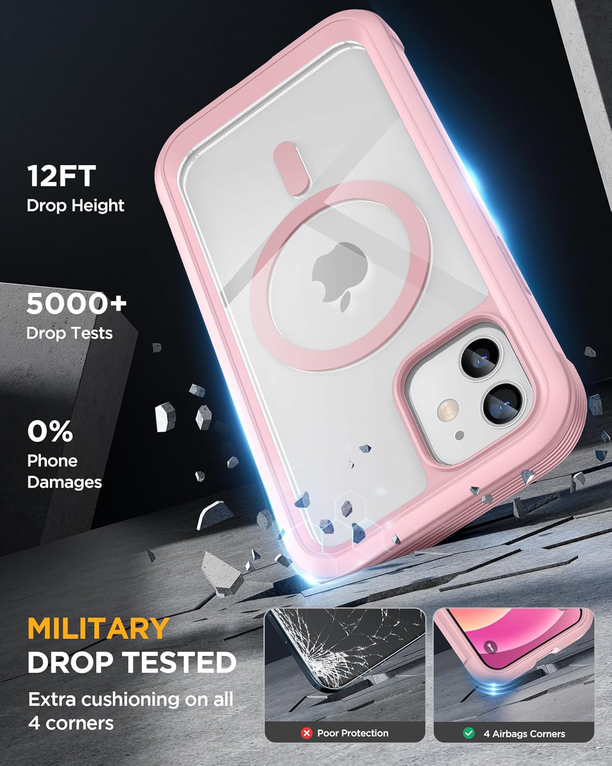 Miracase Magnetic for iPhone 12 mini Case, [360 Full-Body Protection & Complete Camera Guard], Drop