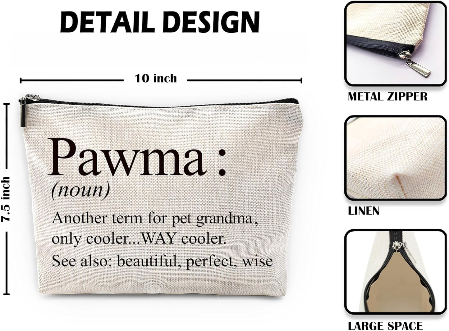Sufamb Pawma Gifts Makeup Bag, Best Dog Grandma Gifts for Mother's Day Birthday Cosmetic Bags, Best Dog Grandma Gift Portable Small Toiletry Bag Zipper Makeup Pouch