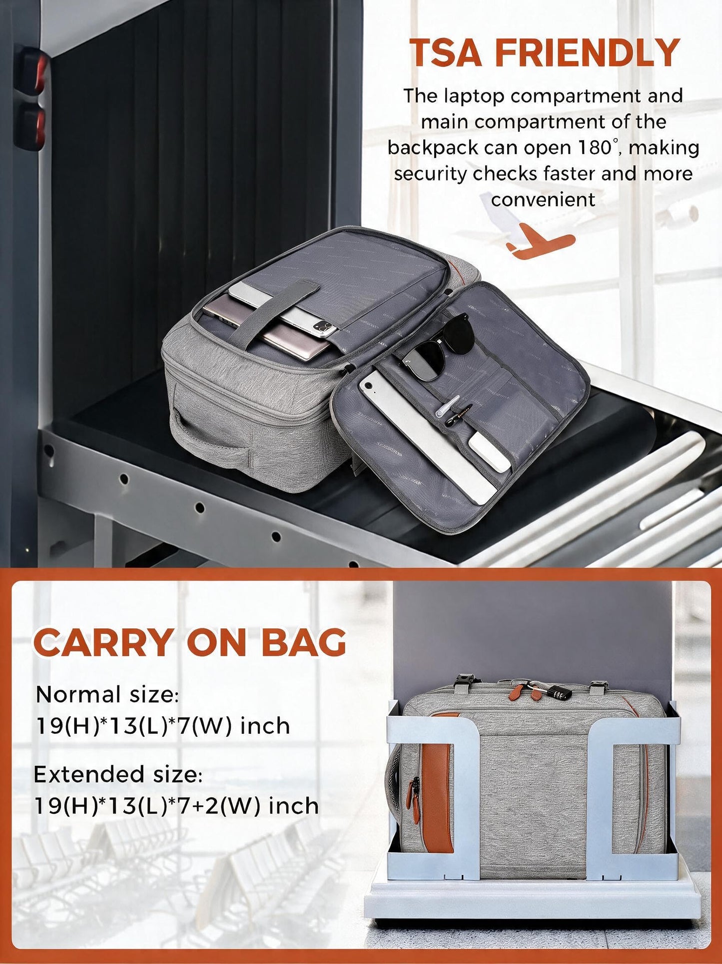 Vancropak Carry On Backpack for Airplanes, Flight Approved Travel Backpack