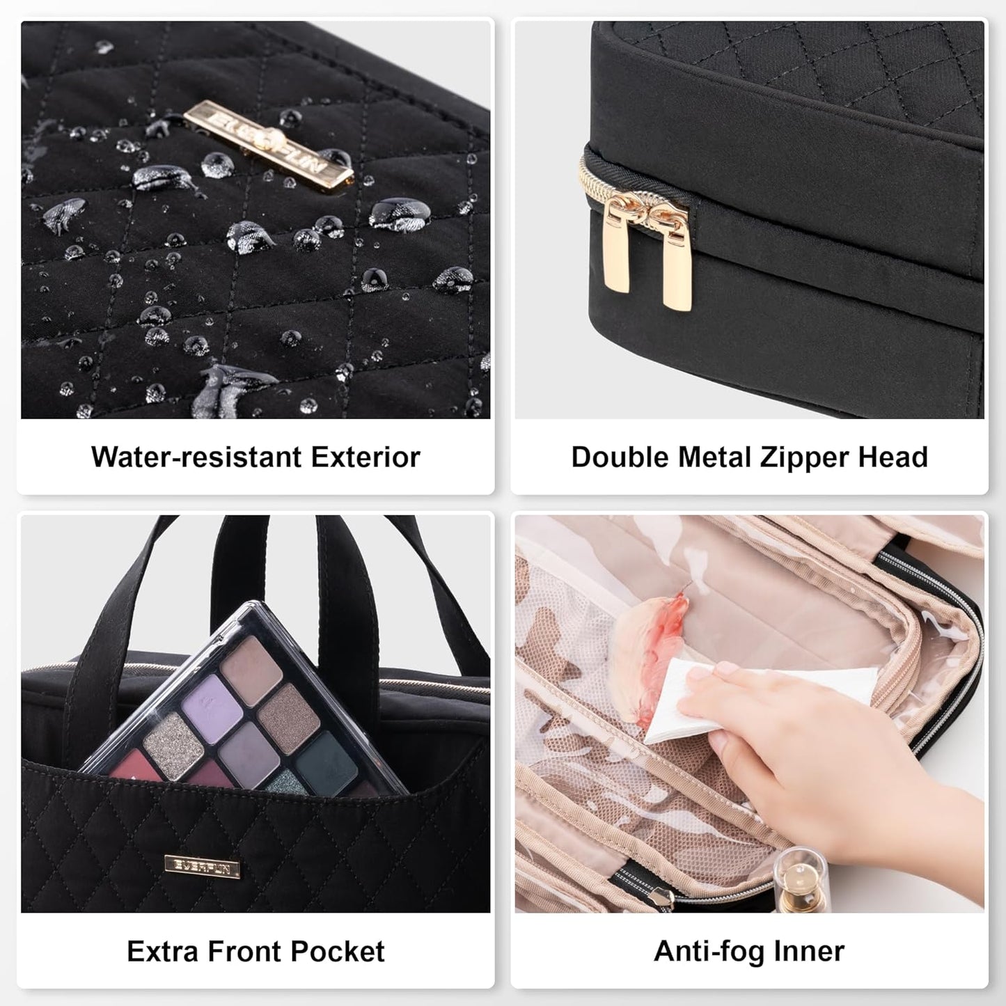 Everfun Hanging Travel Toiletry Bag for Women Traveling With Leakproof Compartment Makeup Cosmetic Organizer Dopp Kit Travel Accessories Essentials Must Have