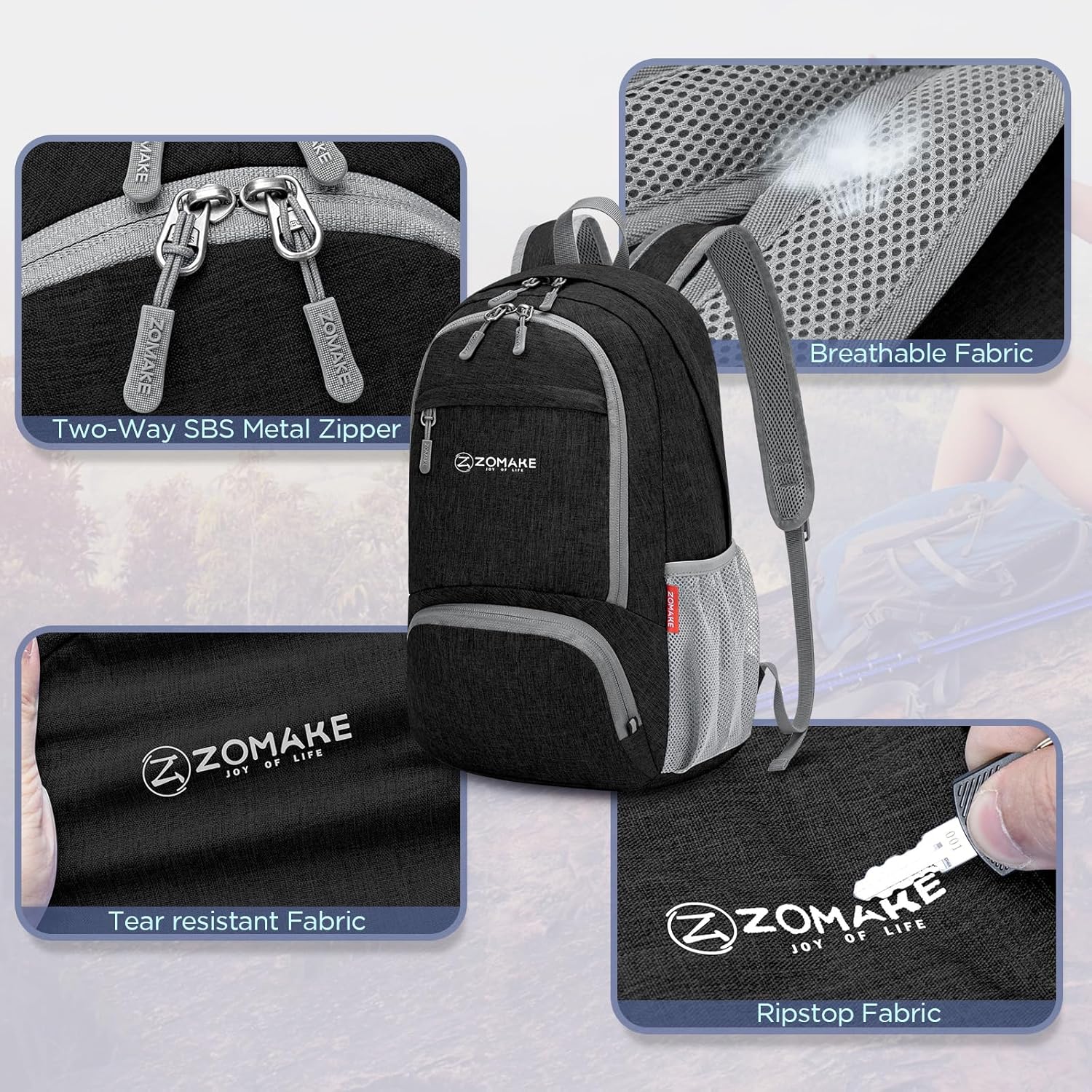 ZOMAKE Ultra Lightweight Packable Backpack 20L,Small Foldable Backpacks Hiking Water Resistant