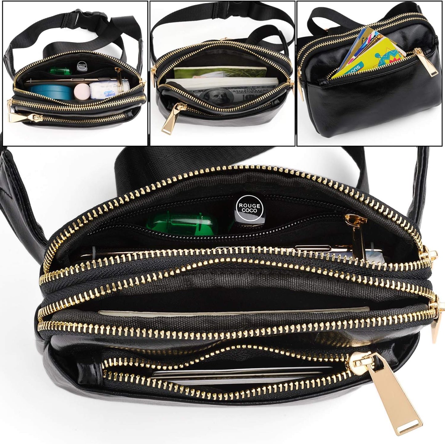 UTO Fanny Pack for Women Crossbody Trendy Fashion Belt Purse Chest Waist Hip Bumbag for Outdoor Shopping Travel Hiking
