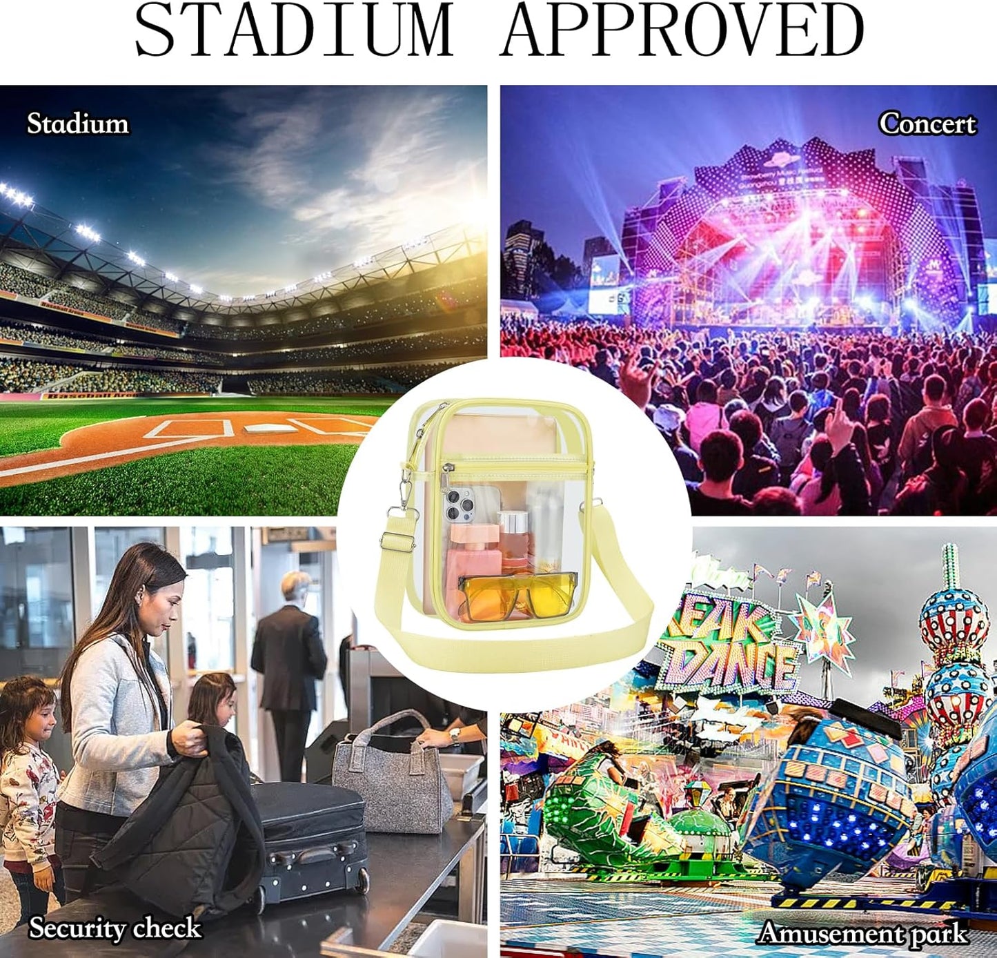 USPECLARE Clear Purse Stadium Transparent Messenger Bag Stadium Approved for Men and Women Clear CrossBody Bag