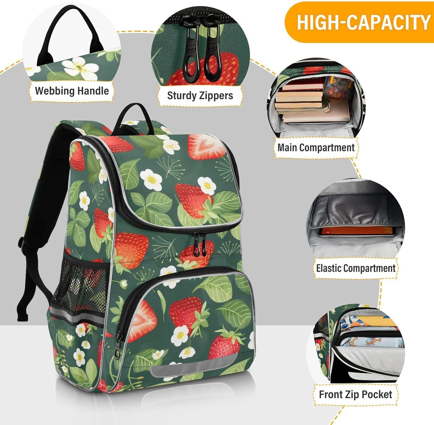 Strawberry Cute Backpack For Girls Kids Backpack Boys Teen School Bag Bookbag Travel Daypacks