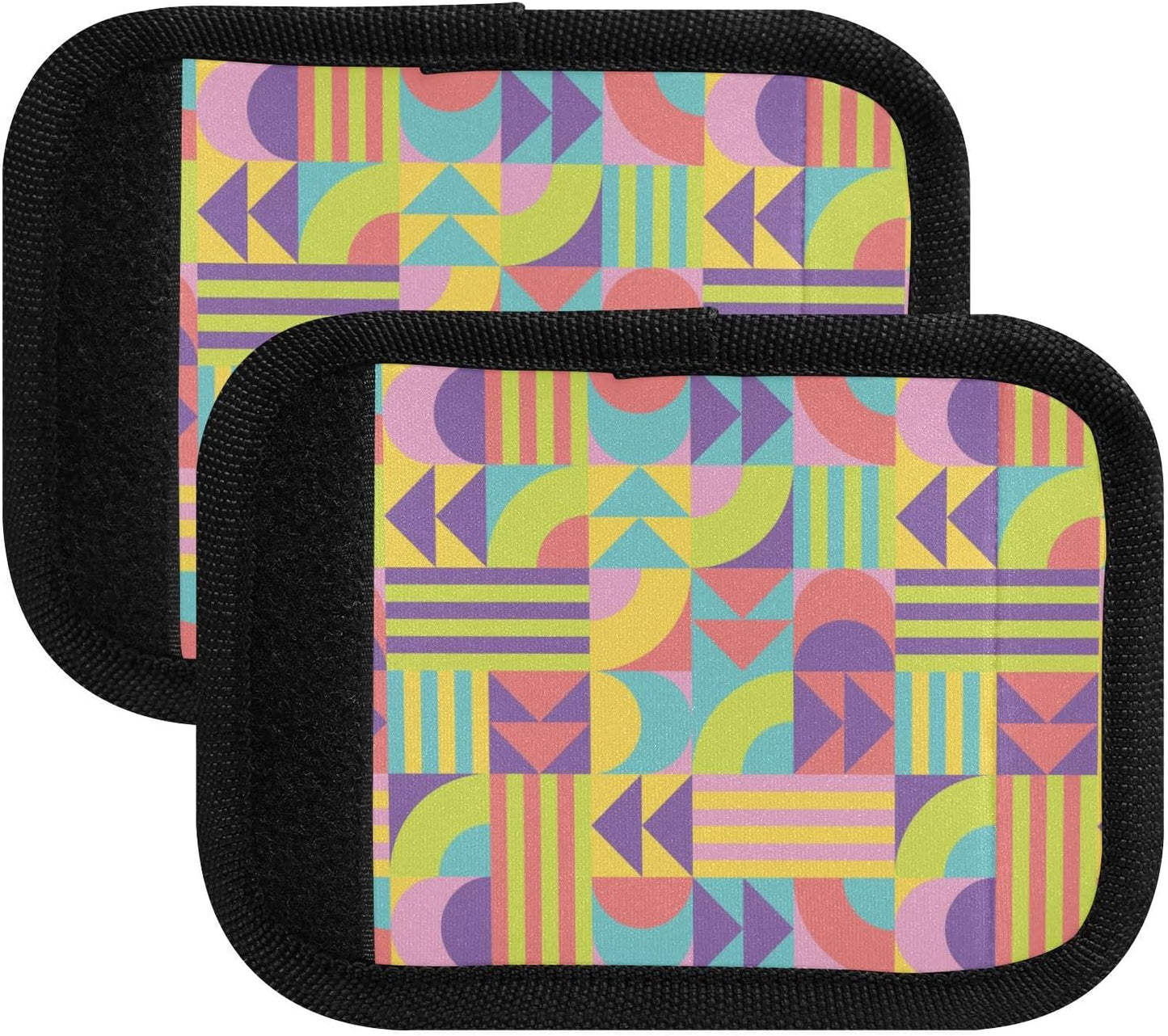4 PC Luggage Handle Wrap Luggage Handle Covers Tags for Suitcase Bags Travel Luggage Handle Identifier Gripper Colorful Geometric