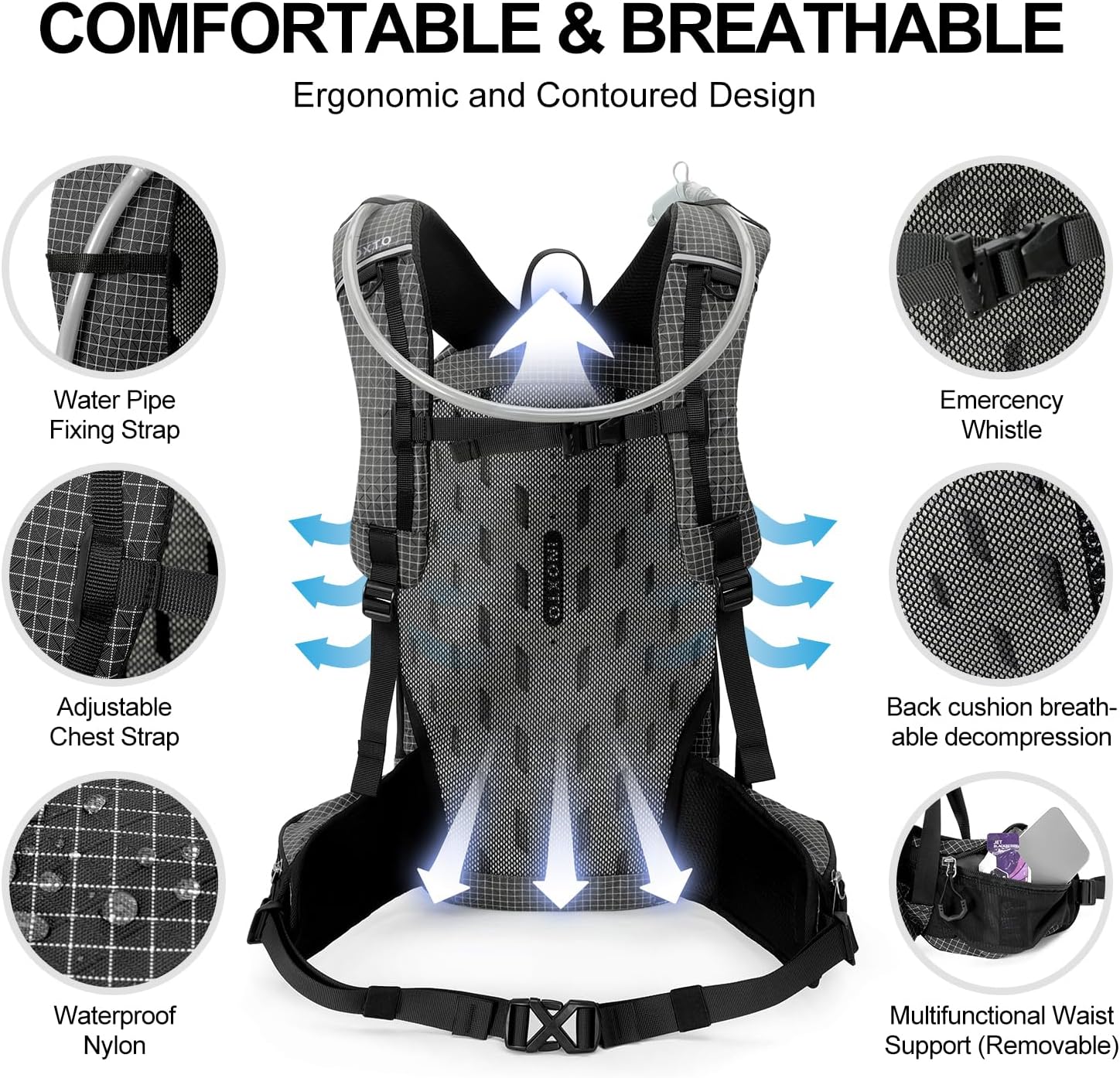 Hydration Backpack, 25L Hiking Backpack with 3L Water Bladder and Rain Cover, Hiking Water Backpack