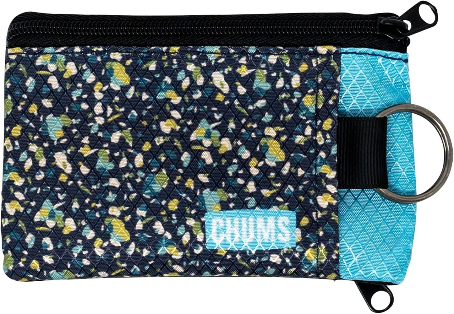Chums Surfshorts Wallet - Lightweight Slim Wallet w/ RFID Blocking Card - Zippered, Minimalist Wallet w/Key Ring - Patterns