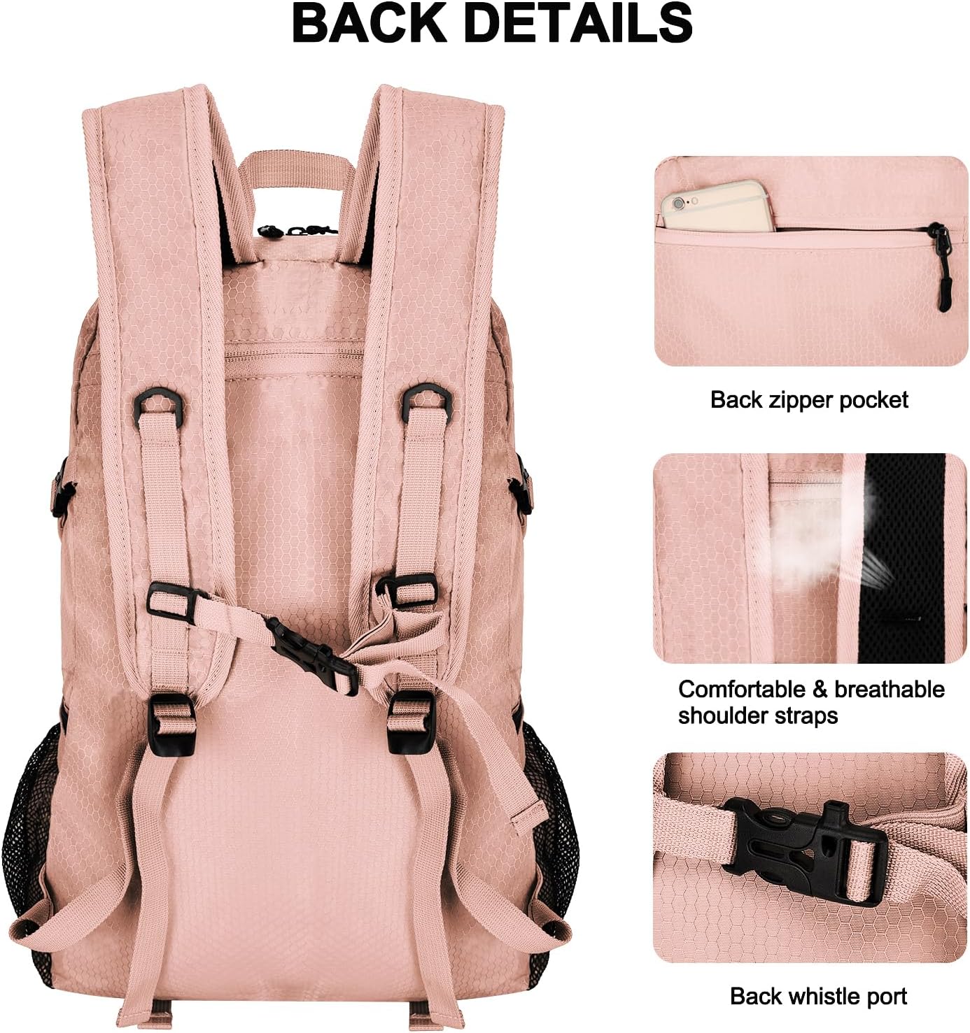 45L Hiking Backpack with Rain Cover, Lightweight Foldable Camping Backpack for Trekking